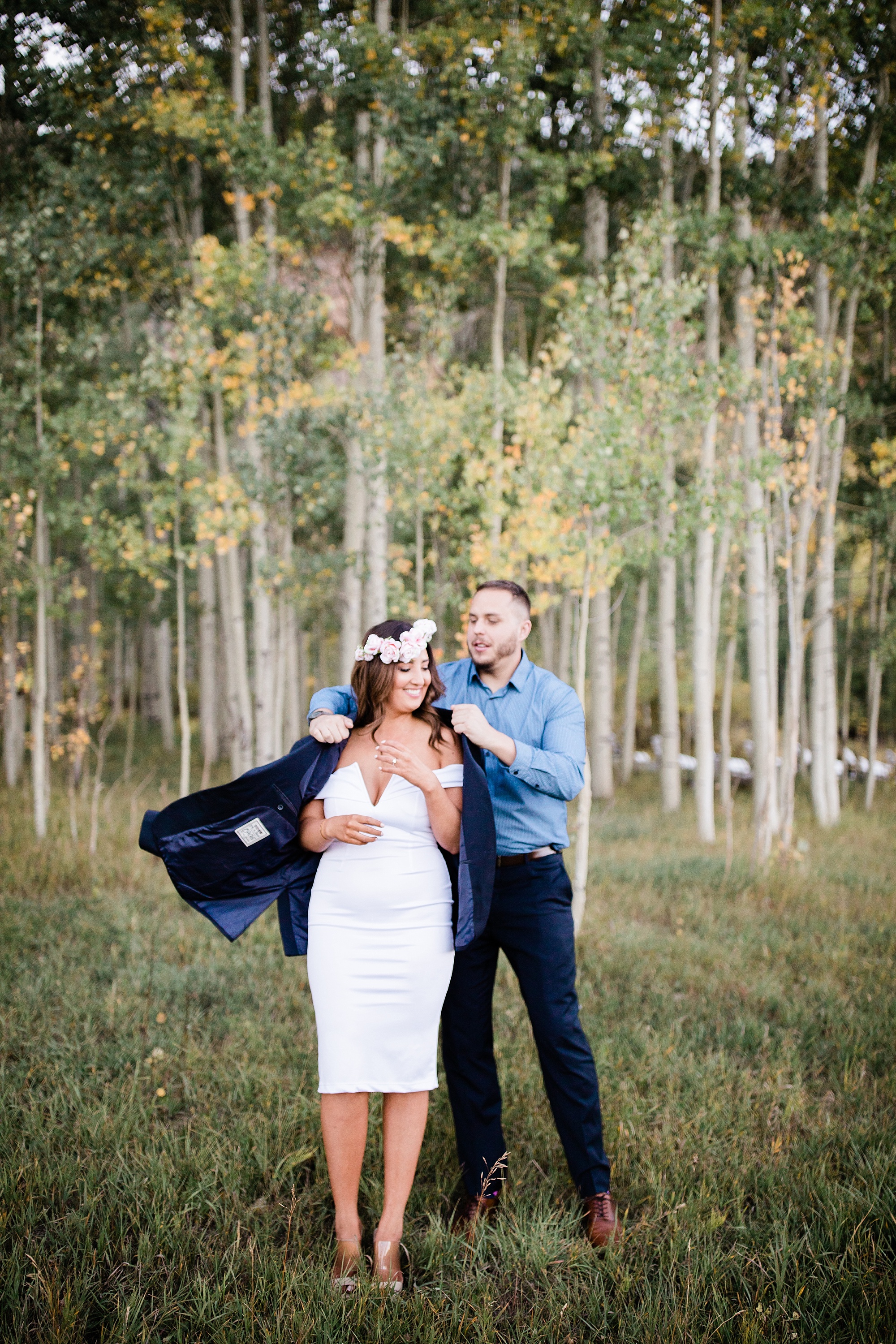 sarah and cameron durango engagement session colorado wedding fall aspen trees hazel and lace photography