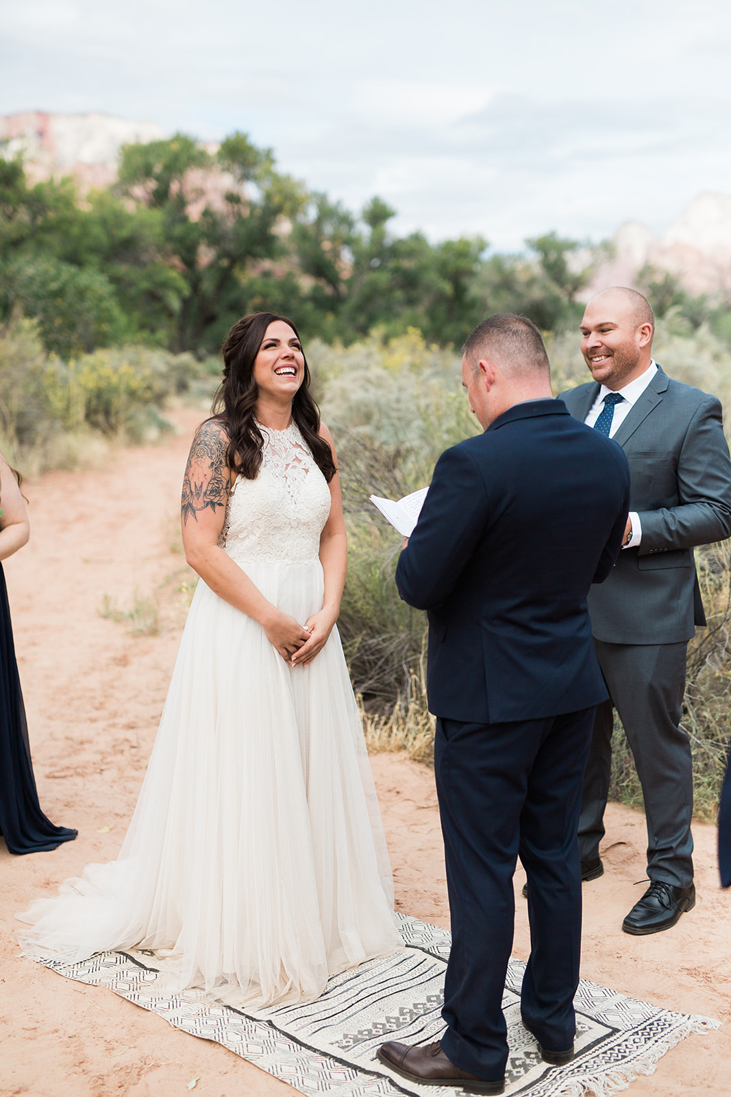 groom reads bride vows in Zion elopement