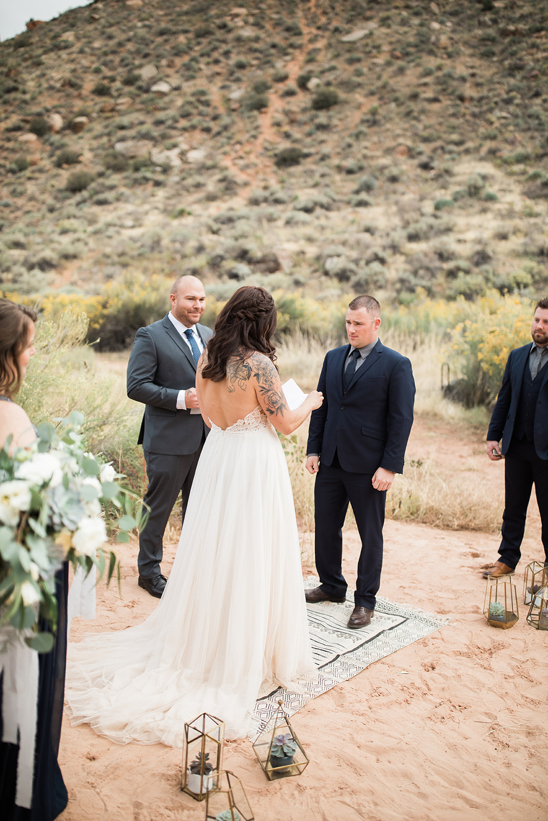 bride reads groom vows in Zion elopement