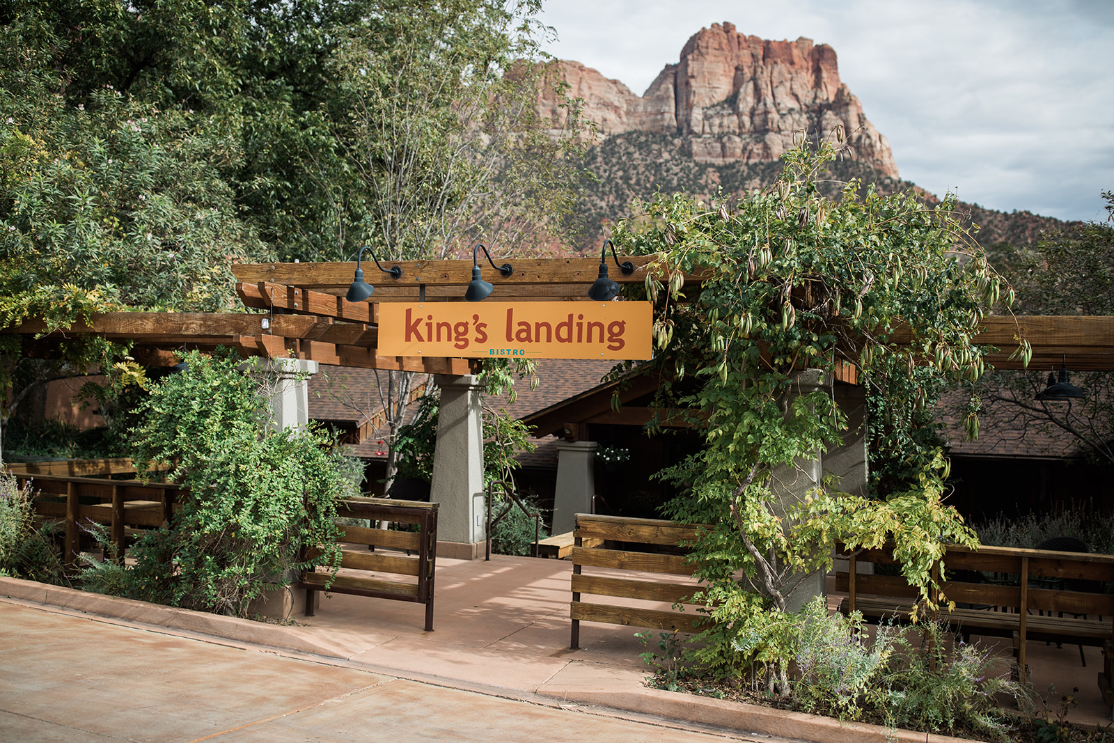 king's landing restaurant for elopement reception in Zion National Park