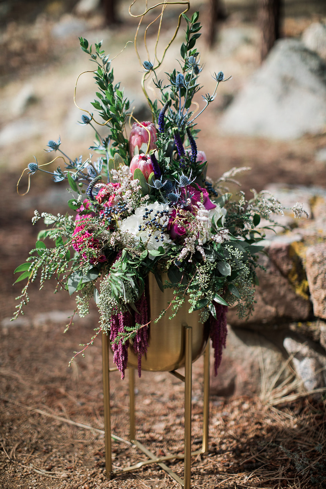flowers decorating rocky mountain national park elopement ceremony ampitheatre