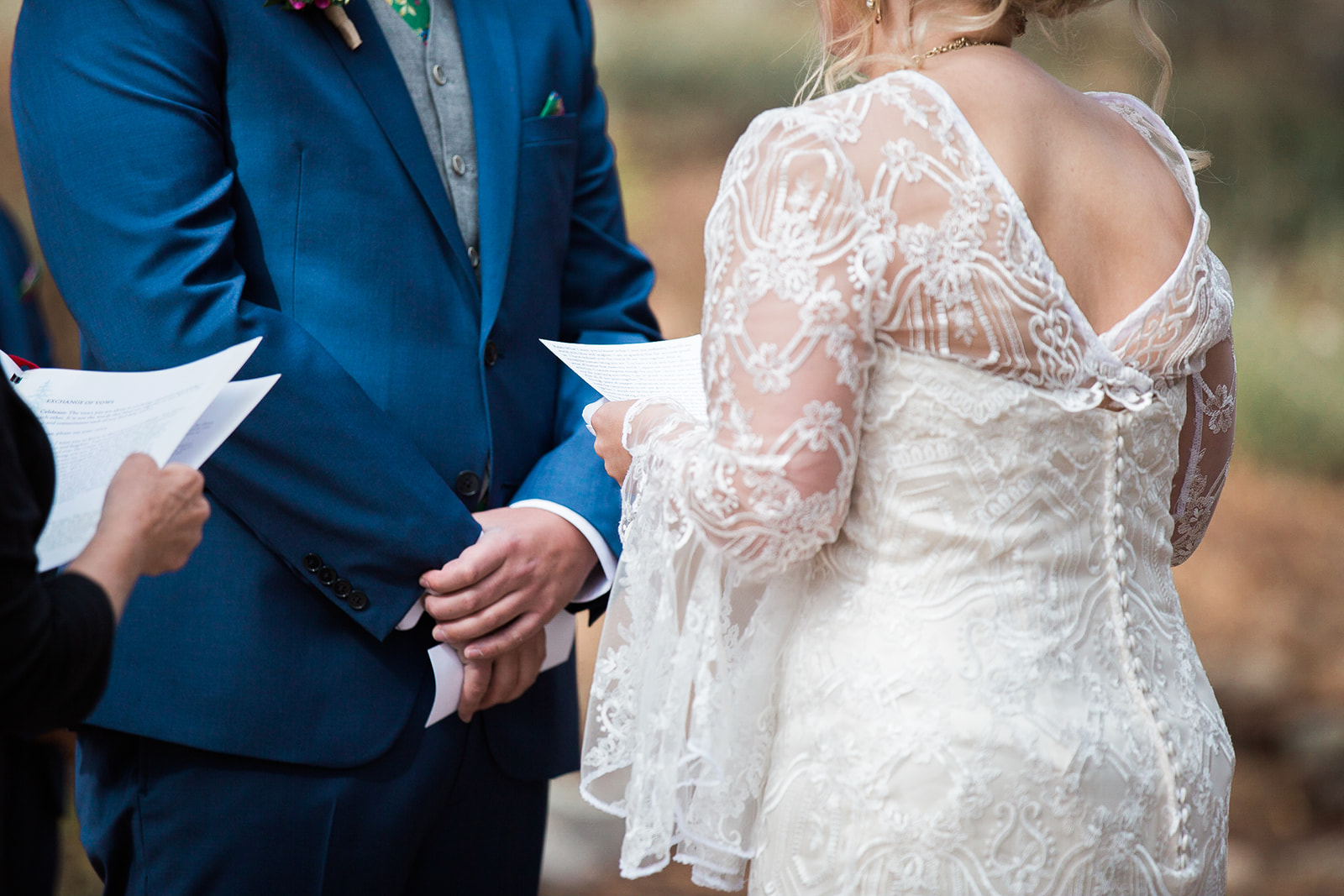 bride reads vows, colorado rocky mountain elopement ceremony
