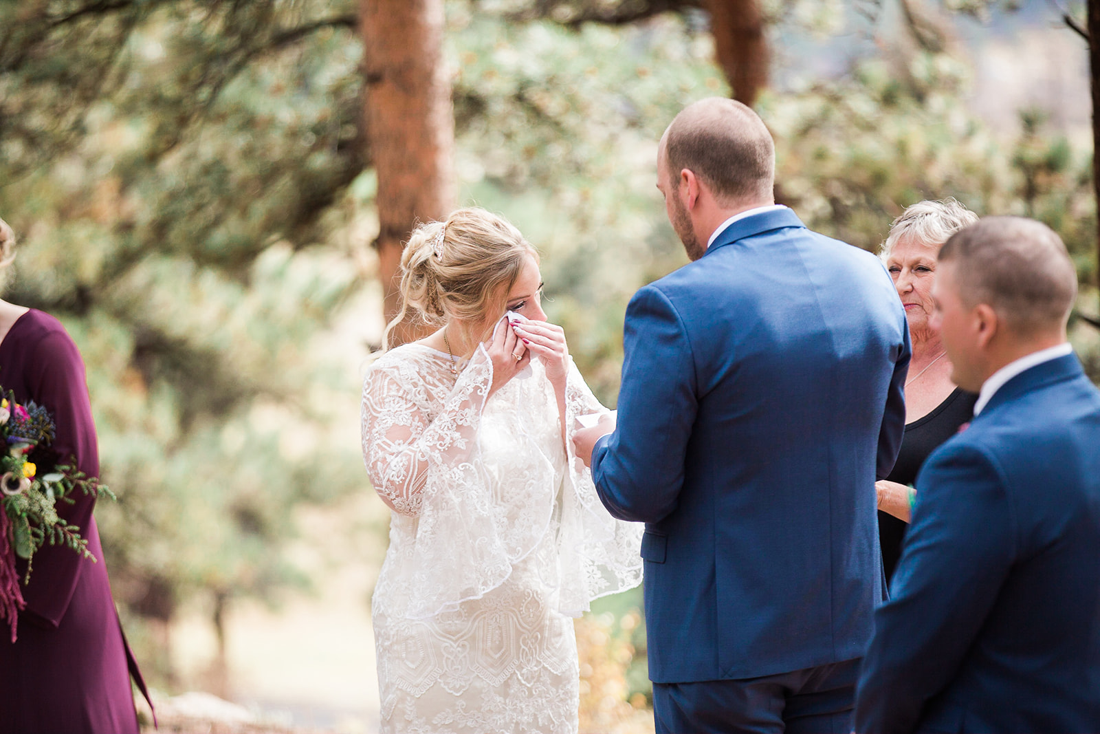 groom reads vows, colorado rocky mountain elopement ceremony