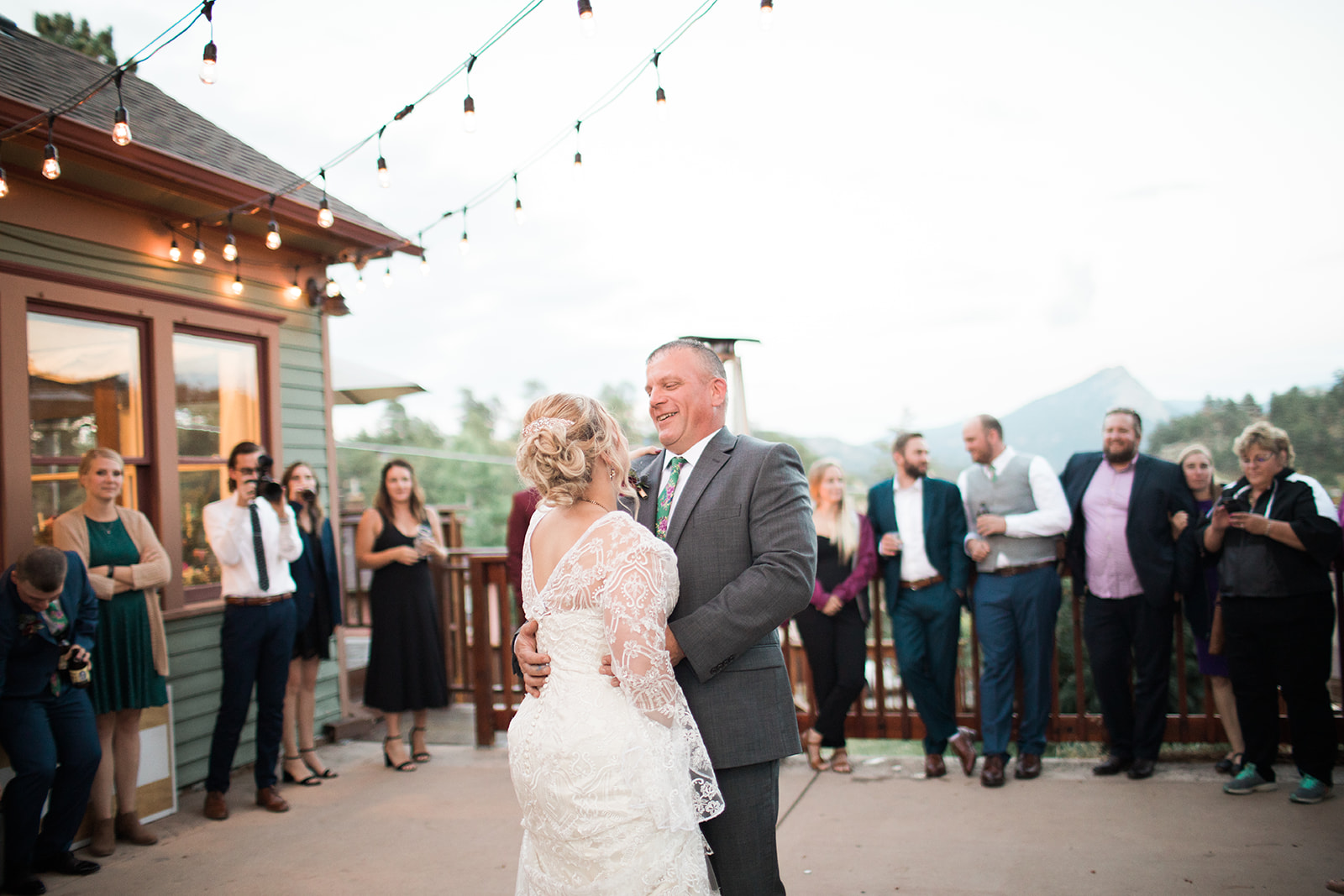 father and daughter dance for rocky mountain elopement
