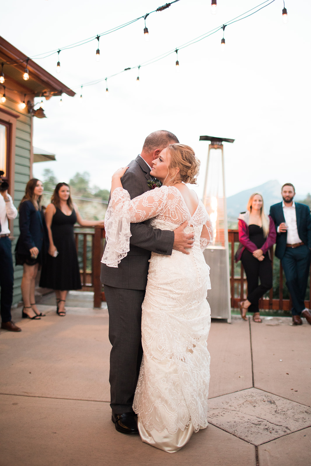 father and daughter dance for rocky mountain elopement