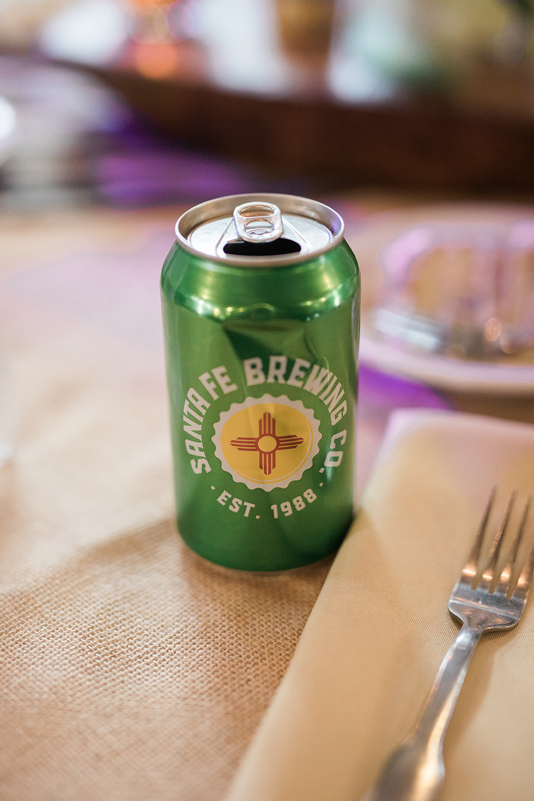 New Mexico brewing can at new mexico wedding reception