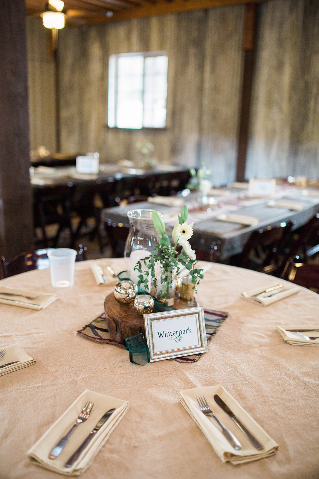 reception tables at winery wedding