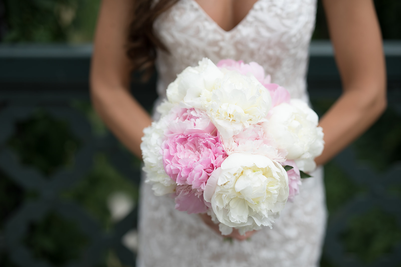 bride's bouquet pink and white peony