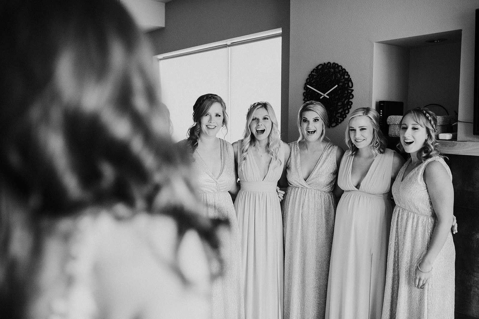 bridesmaids gasping at seeing bride for first time