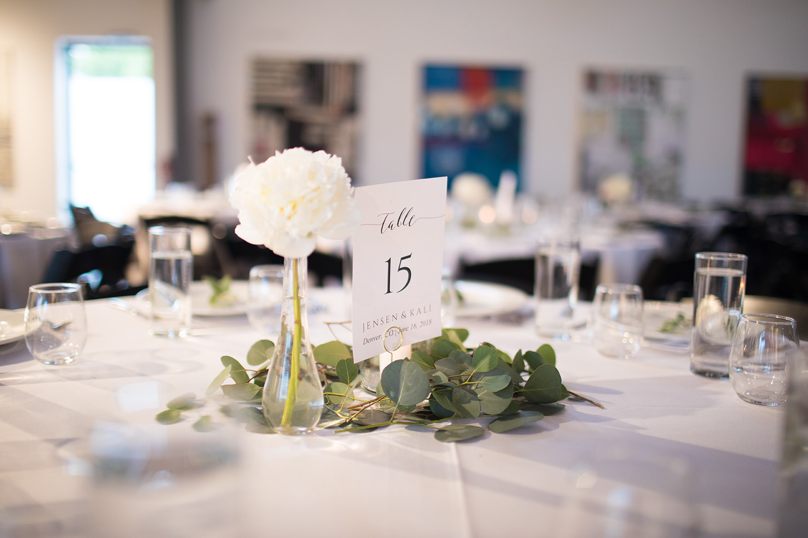 table number for Denver wedding reception