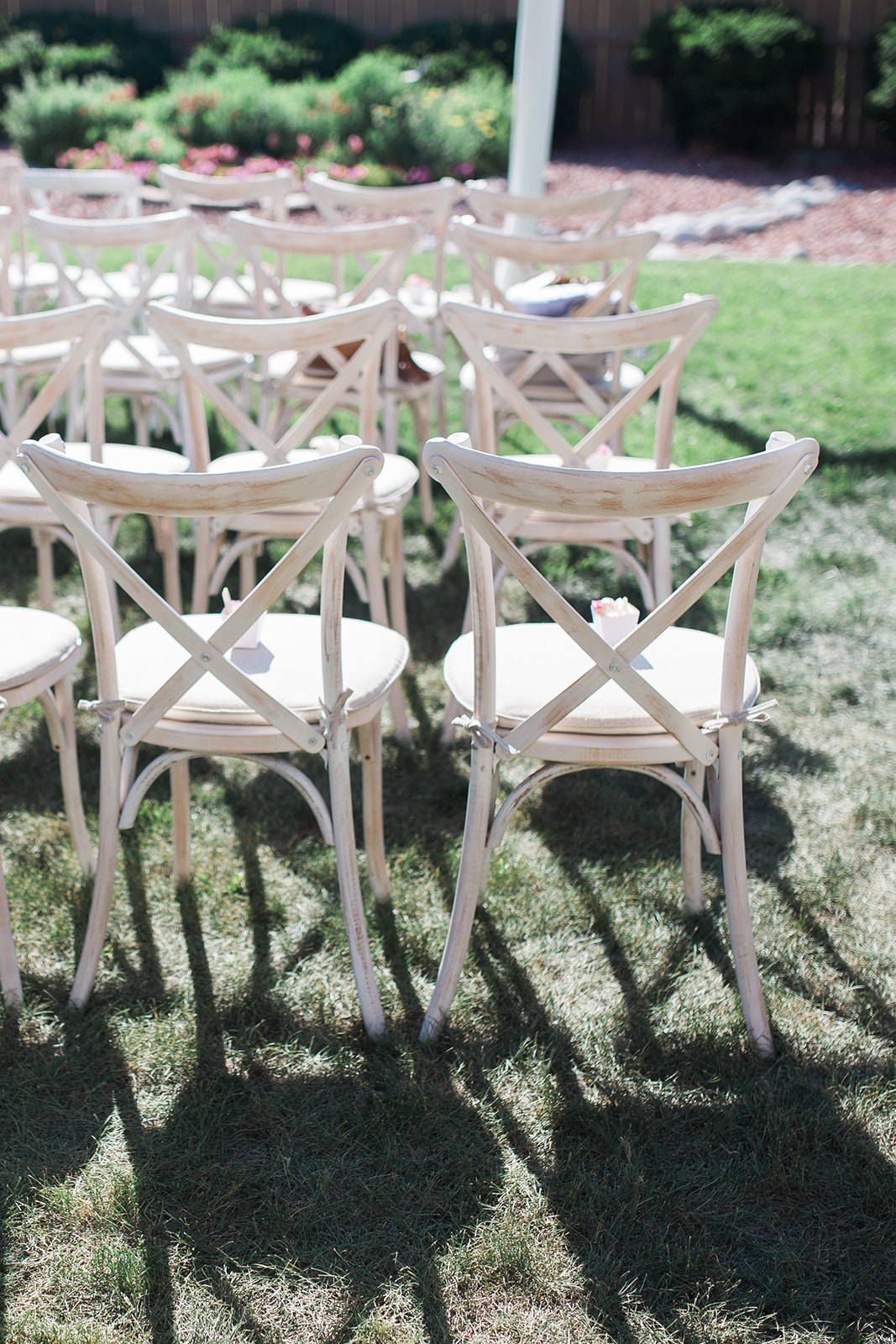 chairs in backyard wedding ceremony