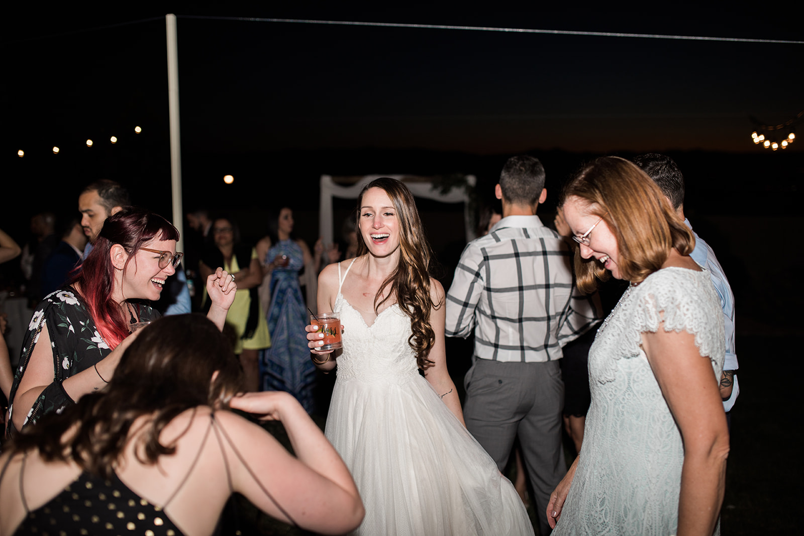 guests enjoy dancing at reception