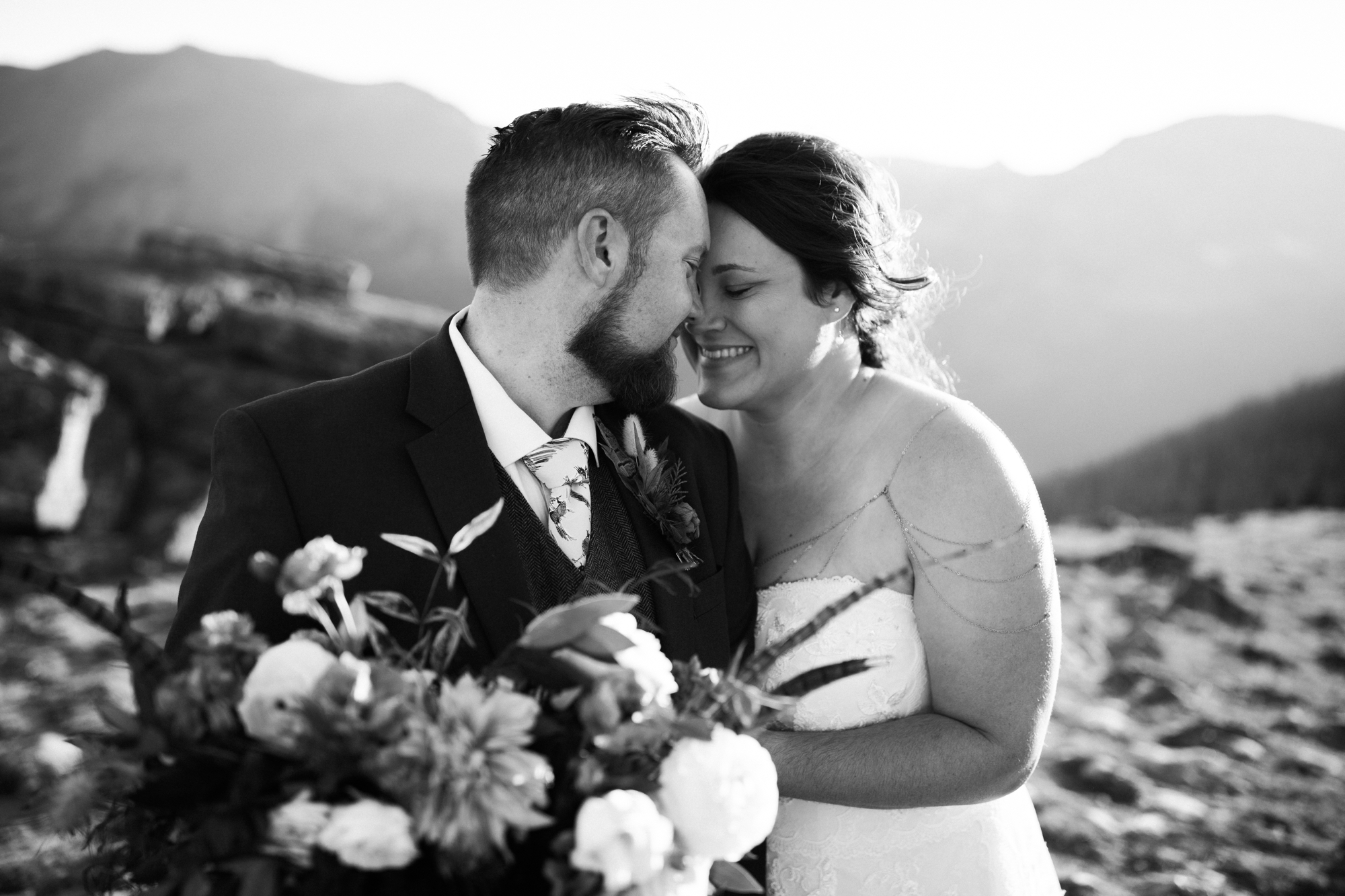 rocky mountain national park elopement heather russell black and white
