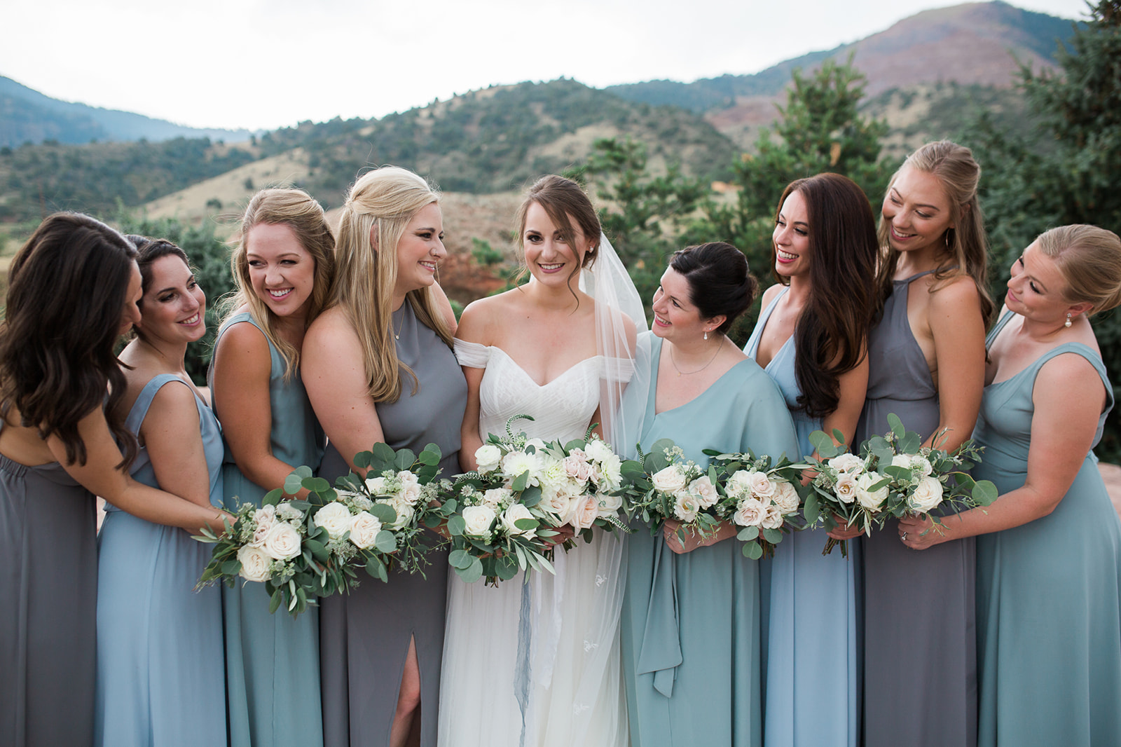 bride and bridesmaids in Morrison Colorado