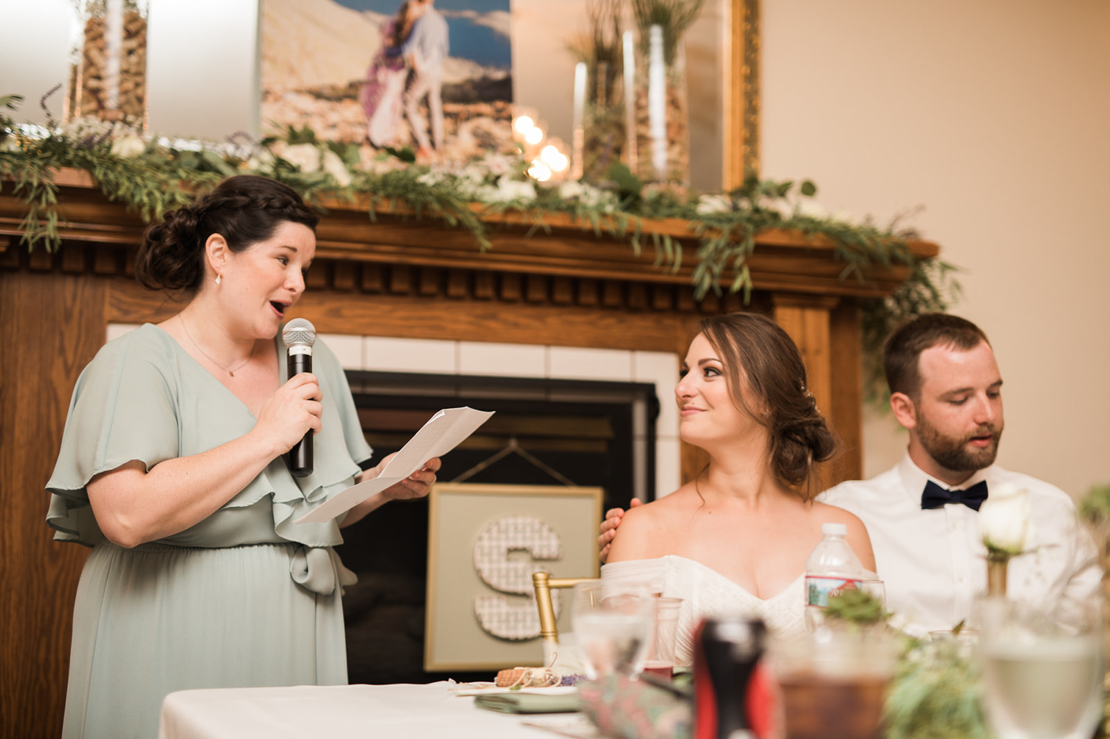 guest gives speech during willow ridge manor wedding reception