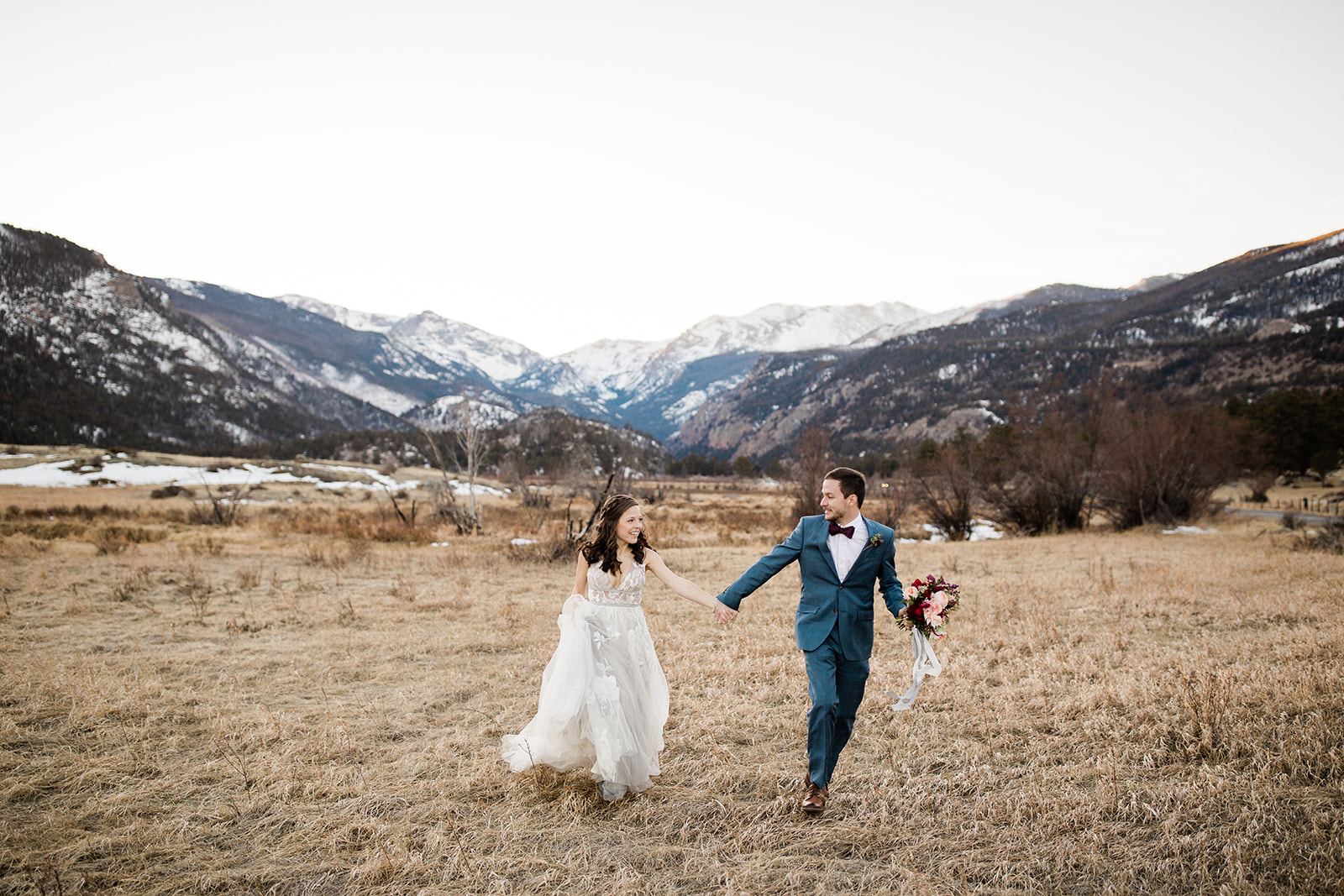 bride and groom in Colorado mountains after elopement