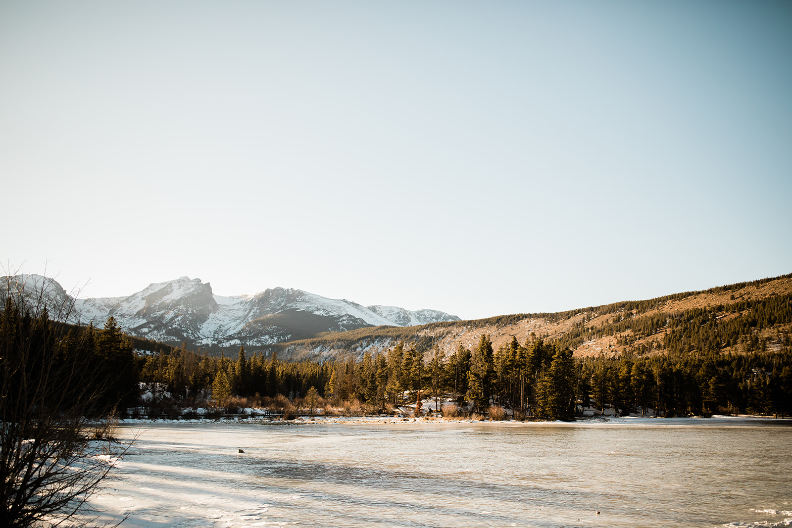 frozen Sprague Lake, Colorado mountains
