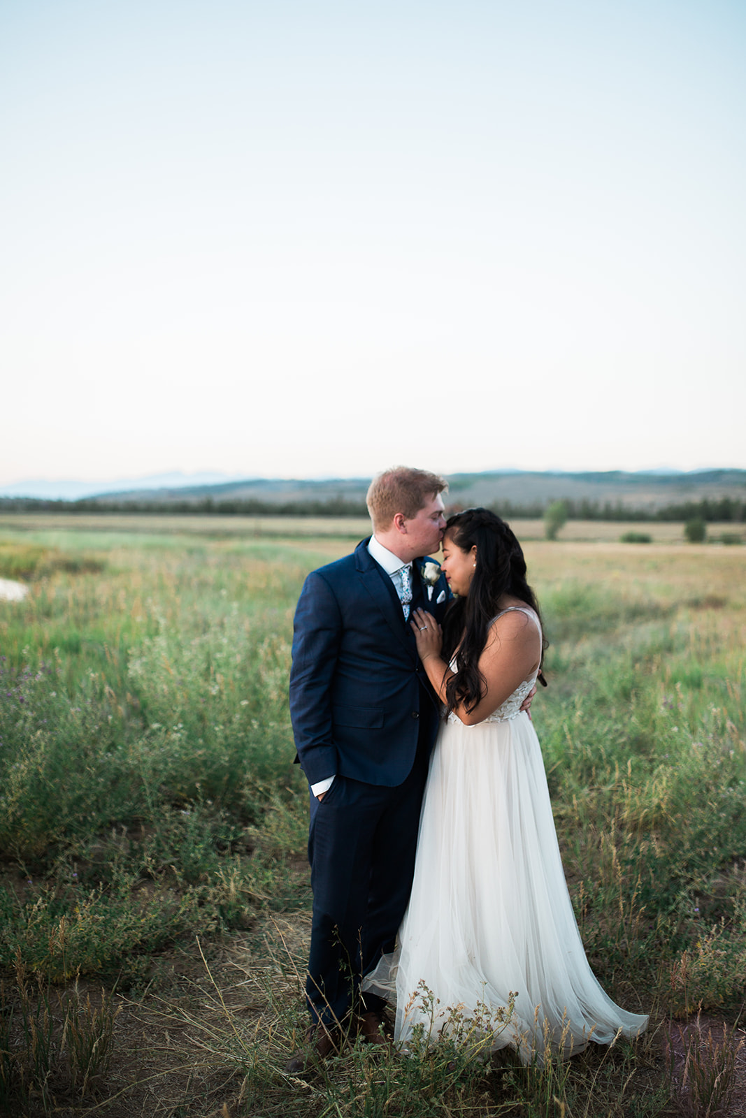 bride and groom outdoors at Colorado mountain sunset
