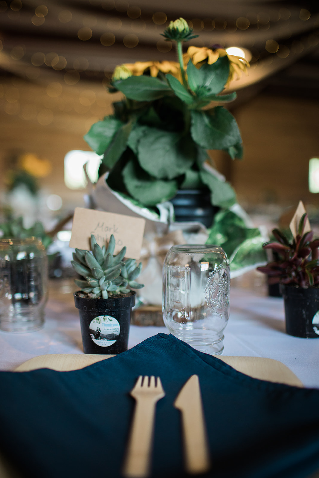 table decoration for Colorado mountain wedding at the Crestview Ranch Lodge