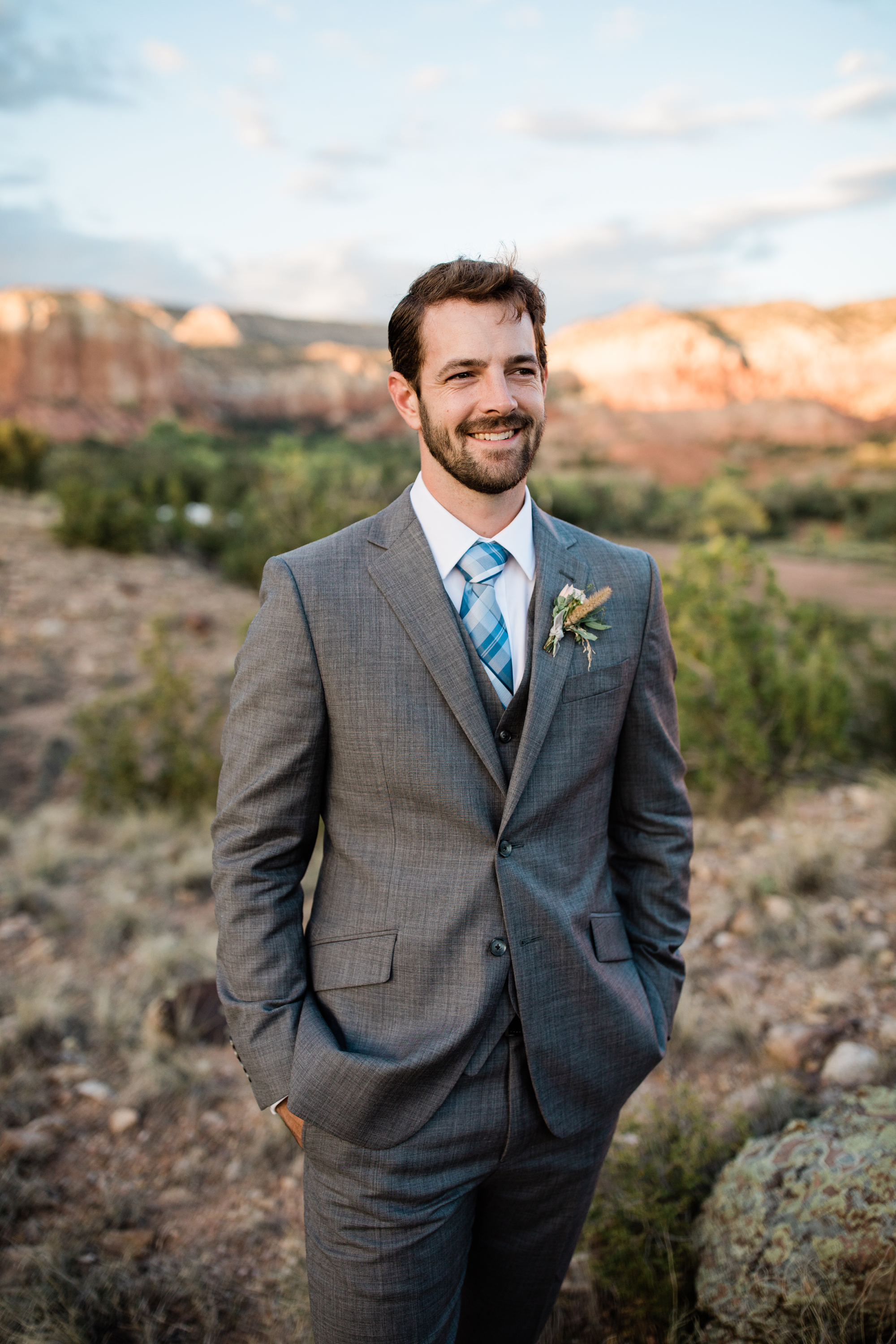 handsome groom at Ghost Ranch wedding
