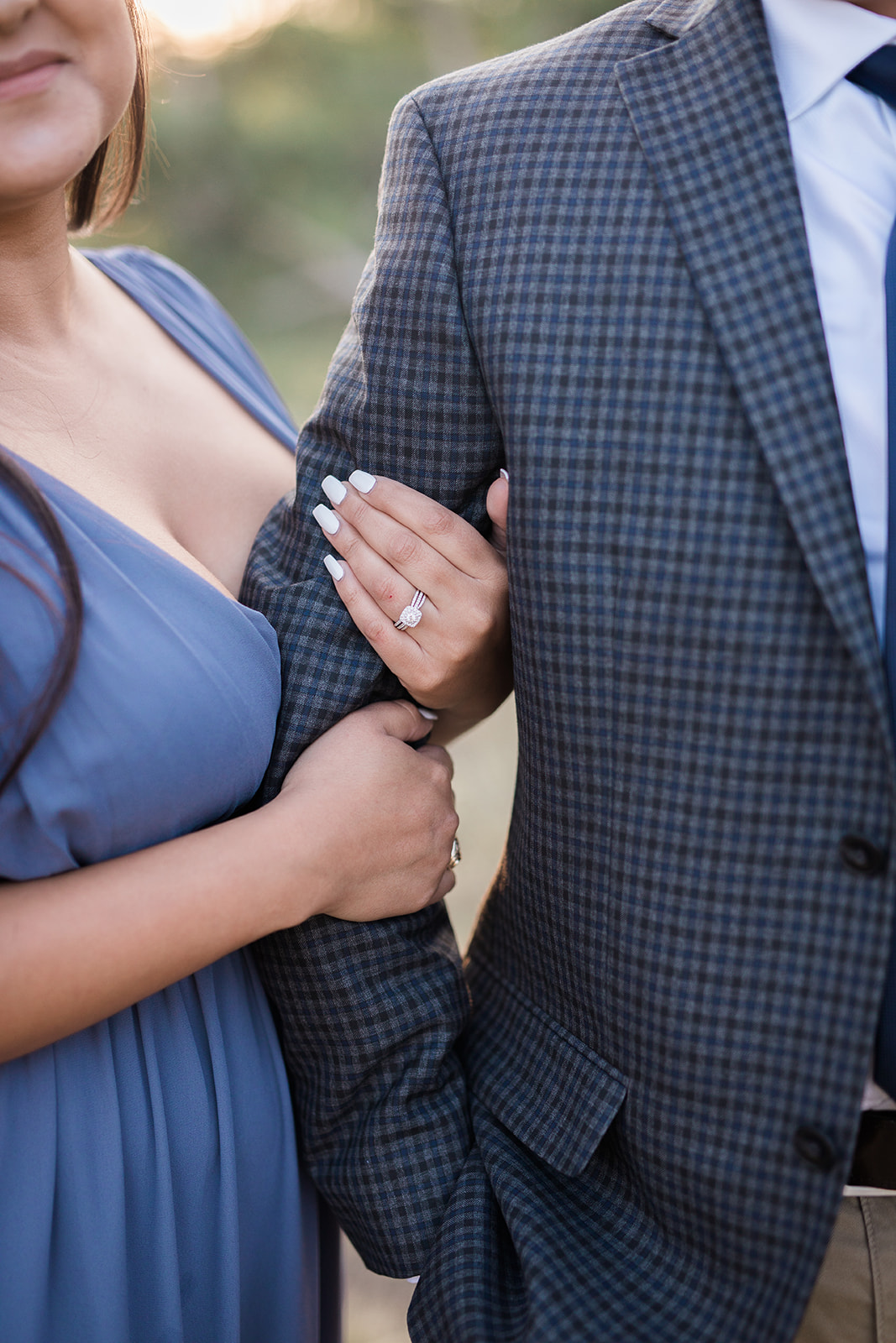 close up of engagement ring during RMNP engagement session