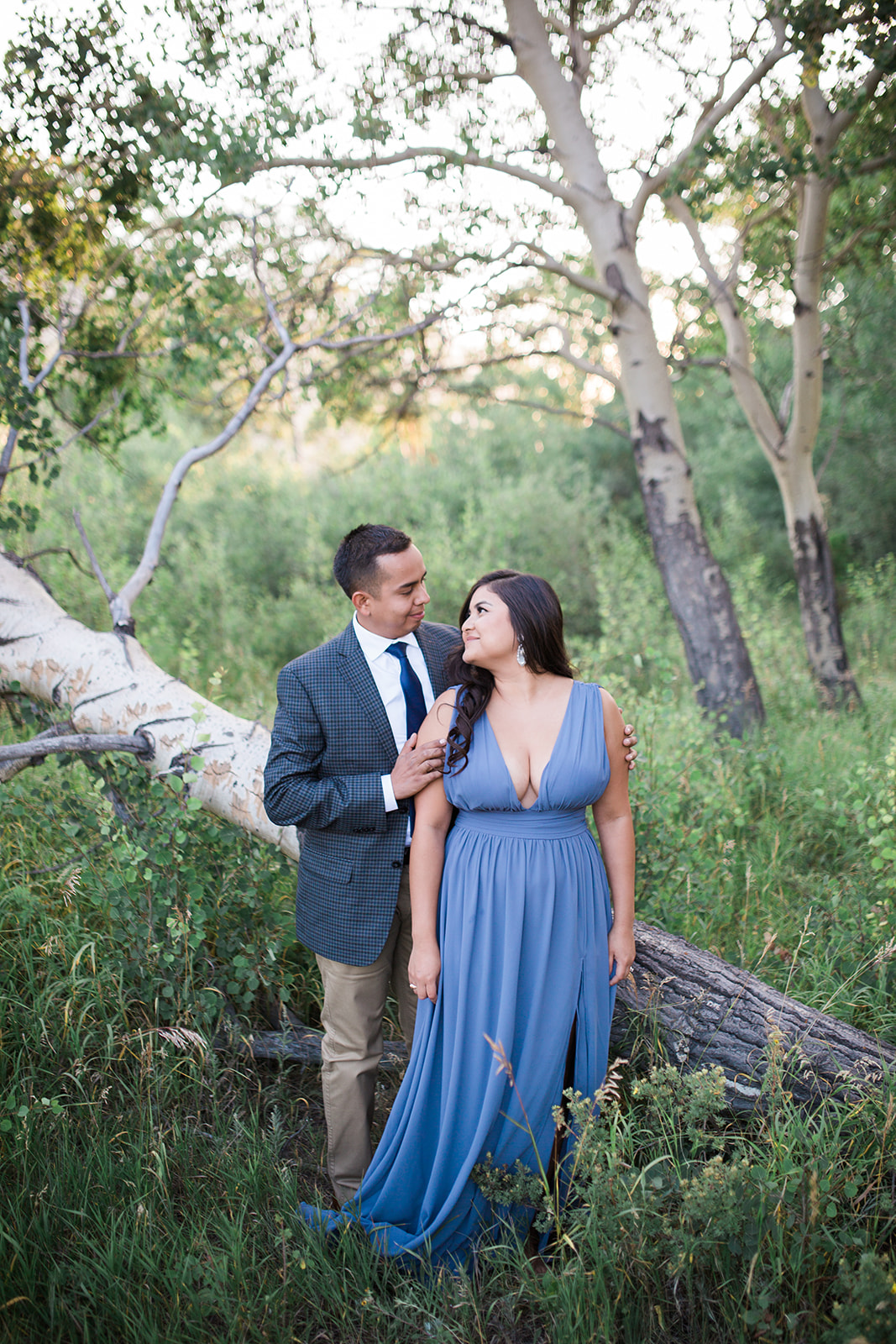 engaged couple posing in gorgeous Colorado mountains