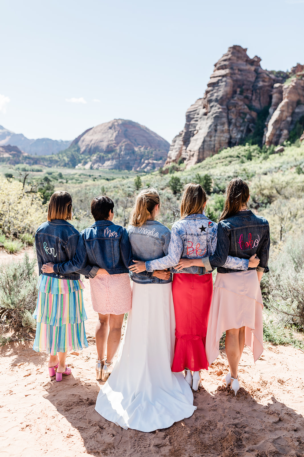 bride and bridesmaids in Zion National Park