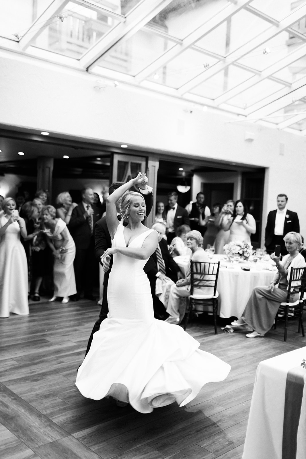 bride and groom first dance in Colorado mountain wedding reception