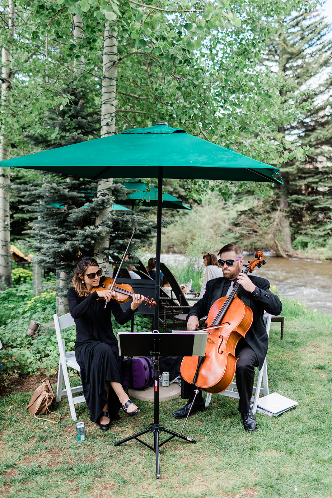 string duo for cocktail hour in Vail Colorado wedding
