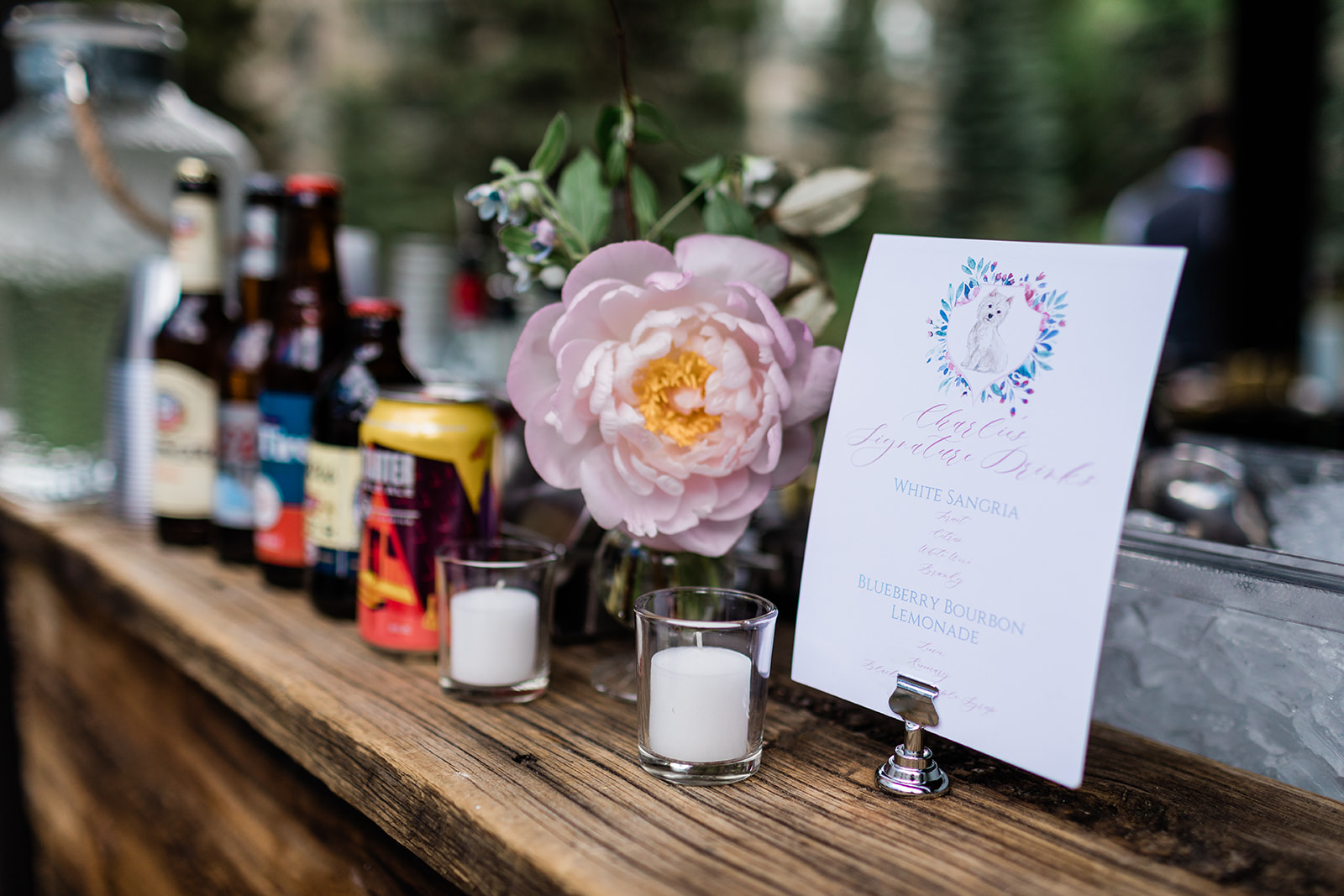 table decor for Colorado mountain wedding reception