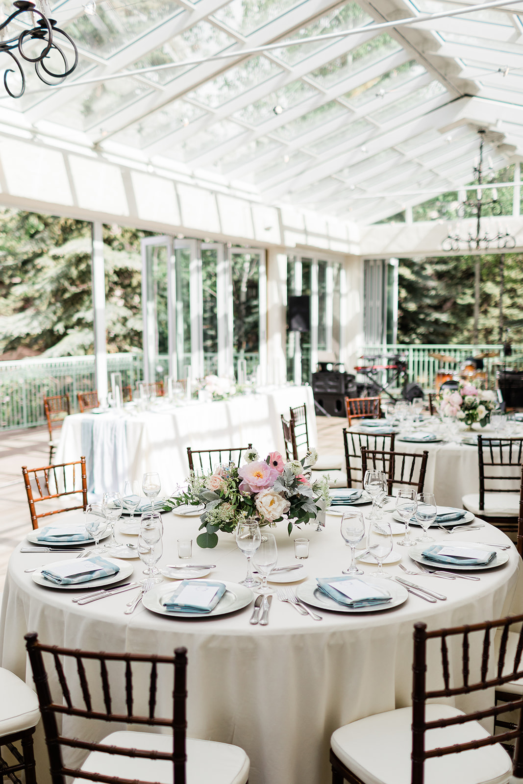 table decor for Colorado mountain wedding reception
