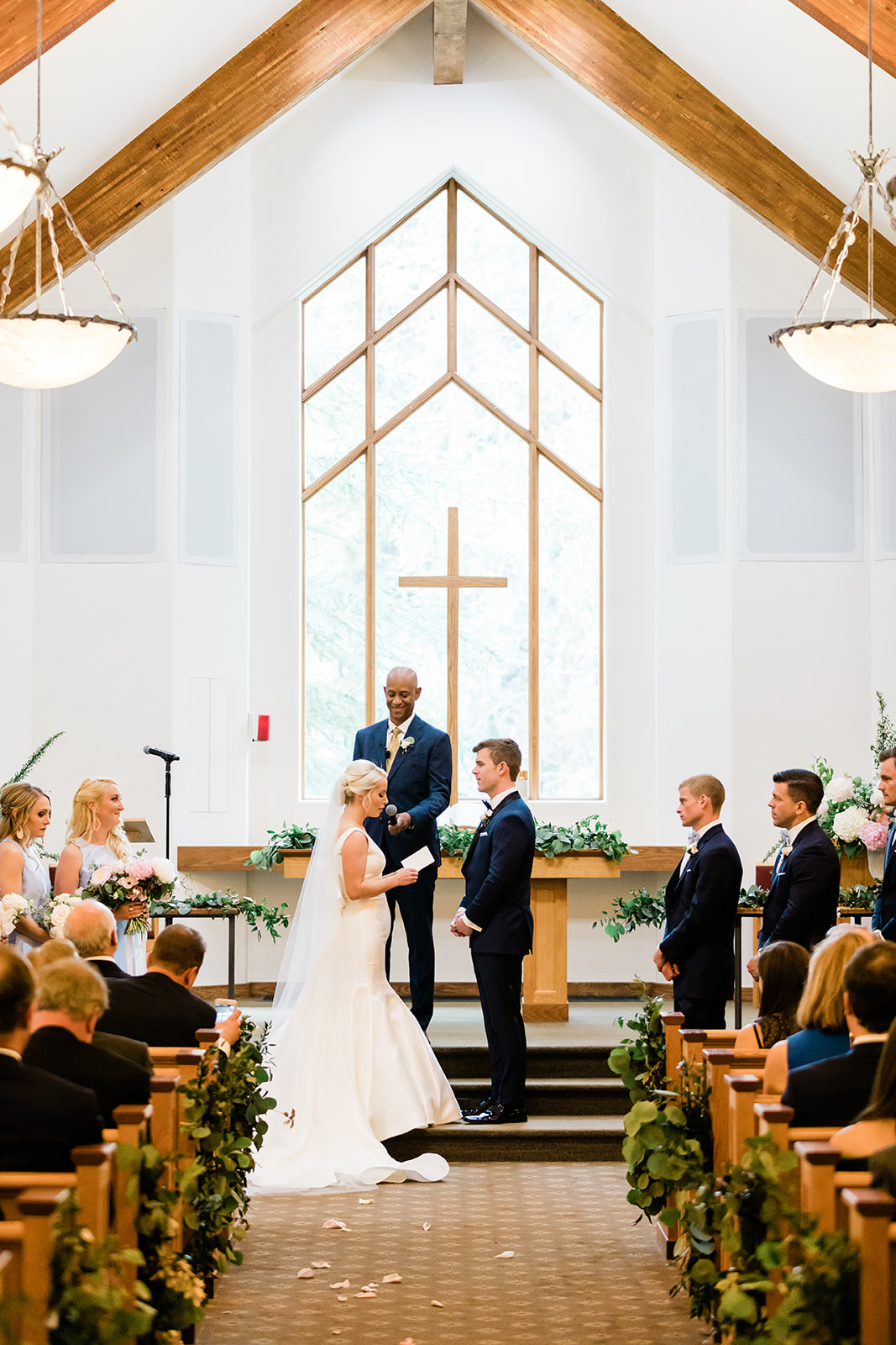 bride reads vows during Vail Colorado wedding ceremony