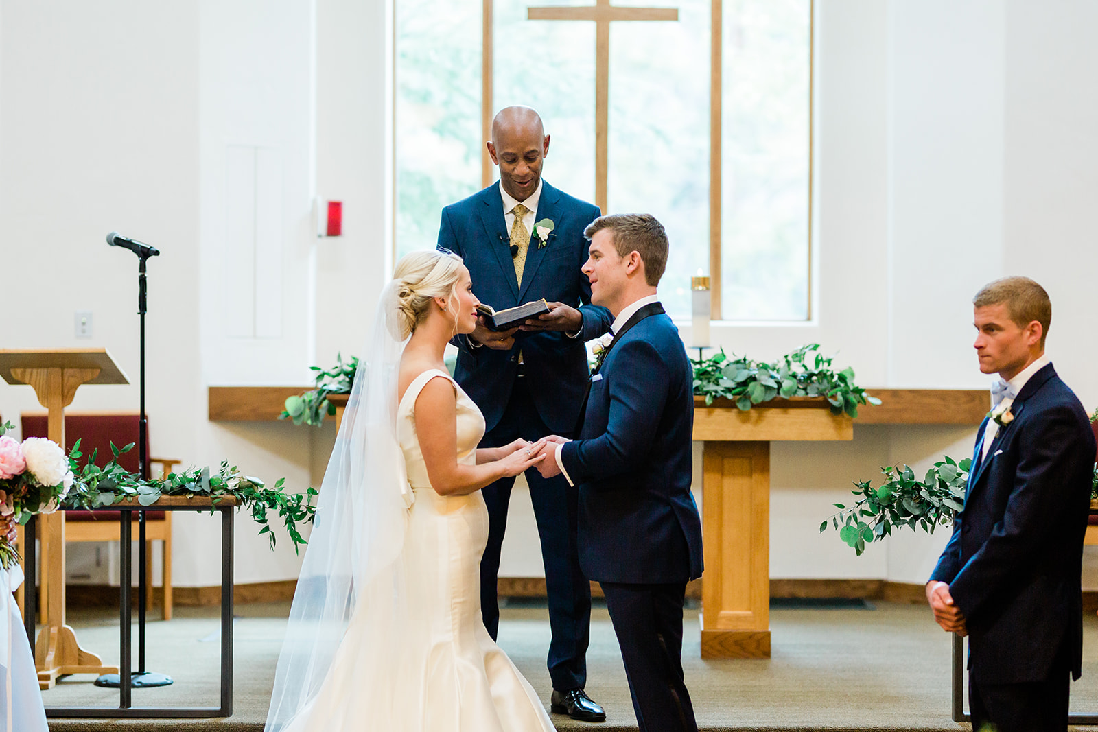 bride reads vows during Vail Colorado wedding ceremony