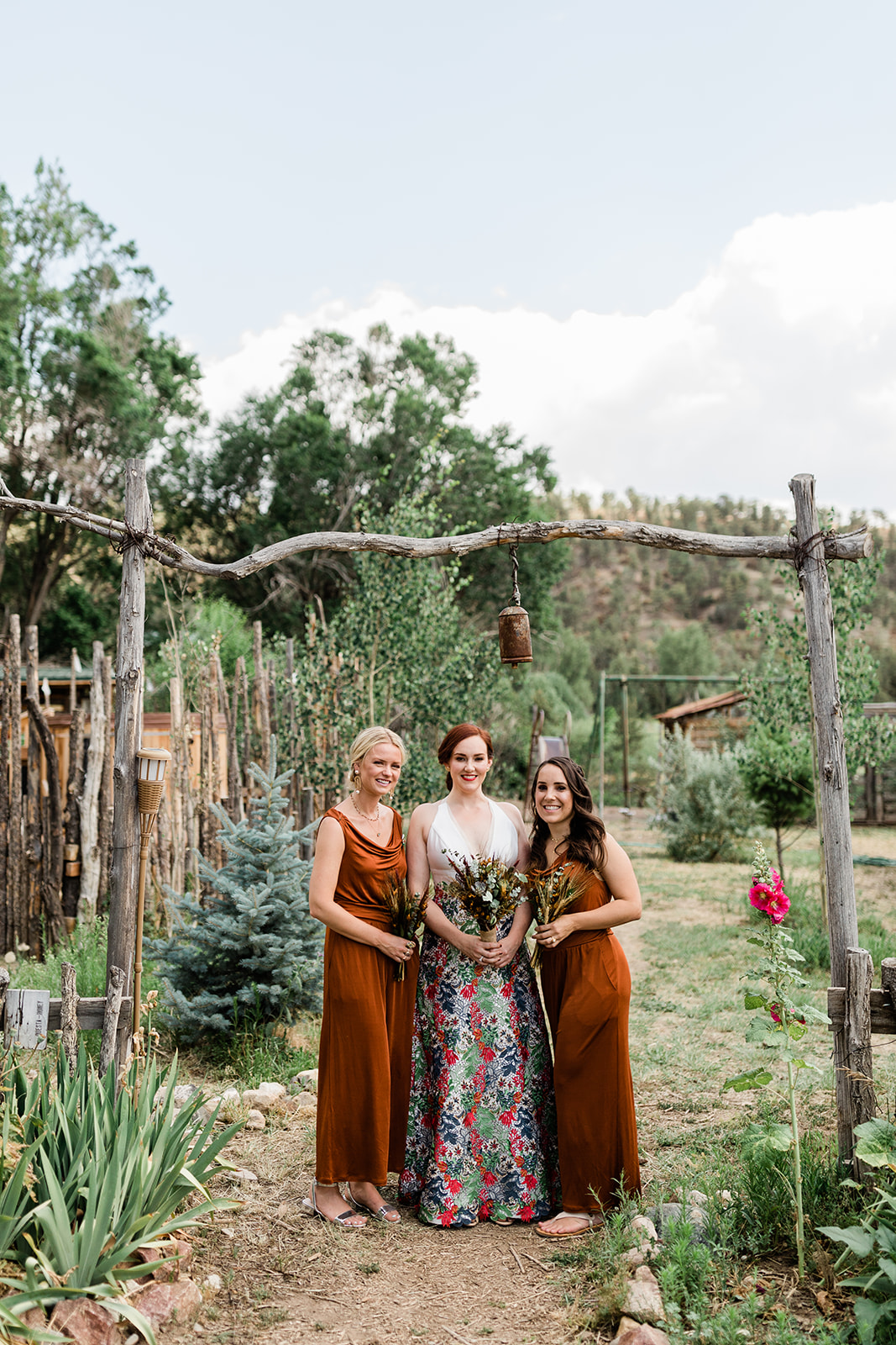 bride and bridesmaids in Taos New Mexico landscape