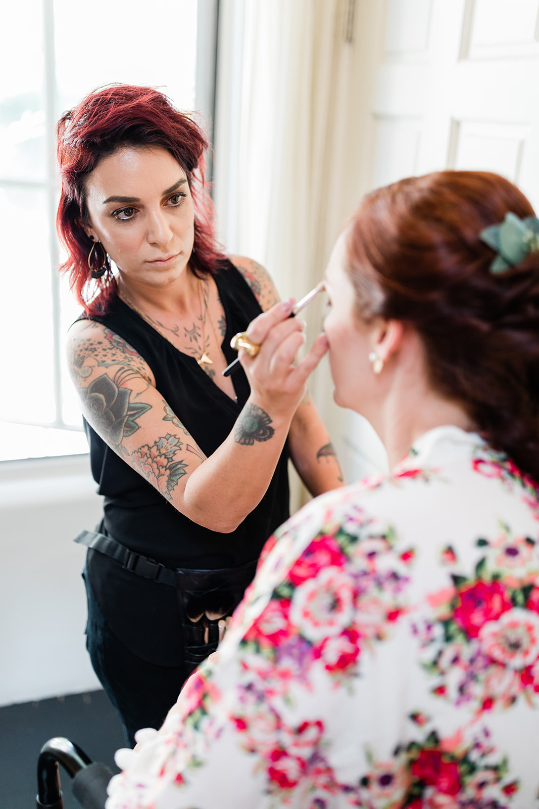 bride and bridesmaids getting ready before New Mexico wedding