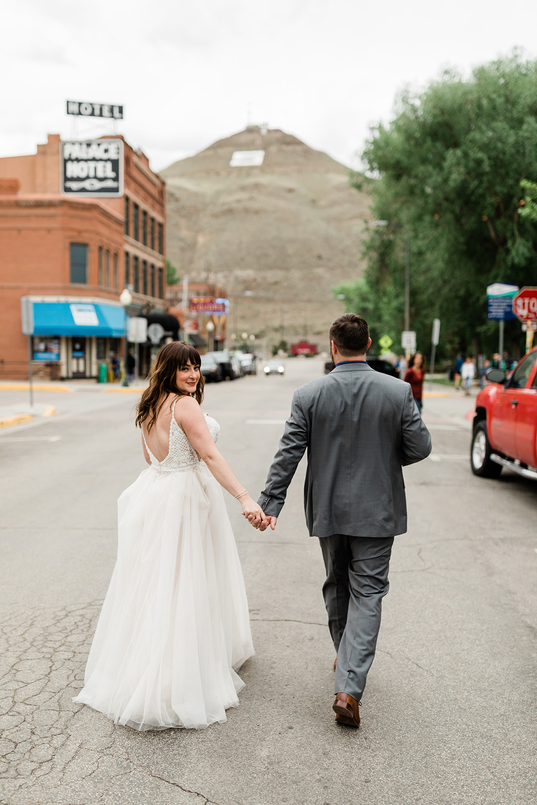 Bride and Groom portrait session in Salida Colorado historic district
