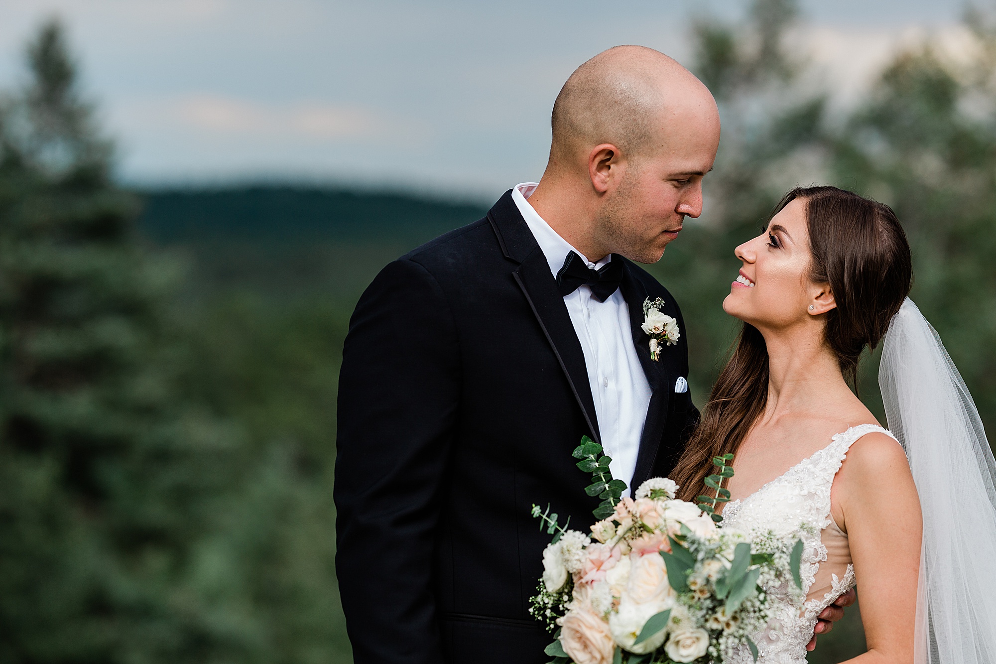 bride and groom portraits in the mountains