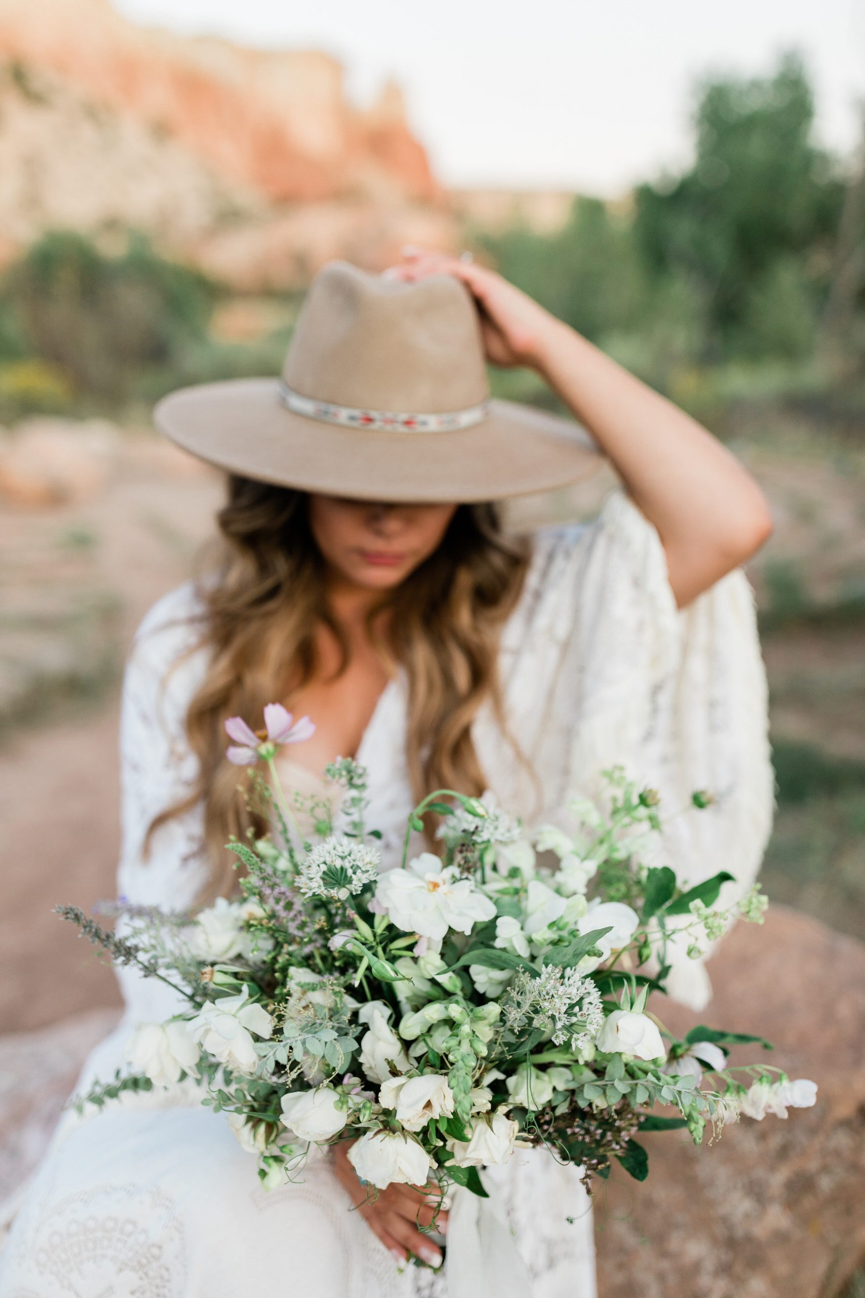 styled desert elopement at Ghost Ranch in New Mexico