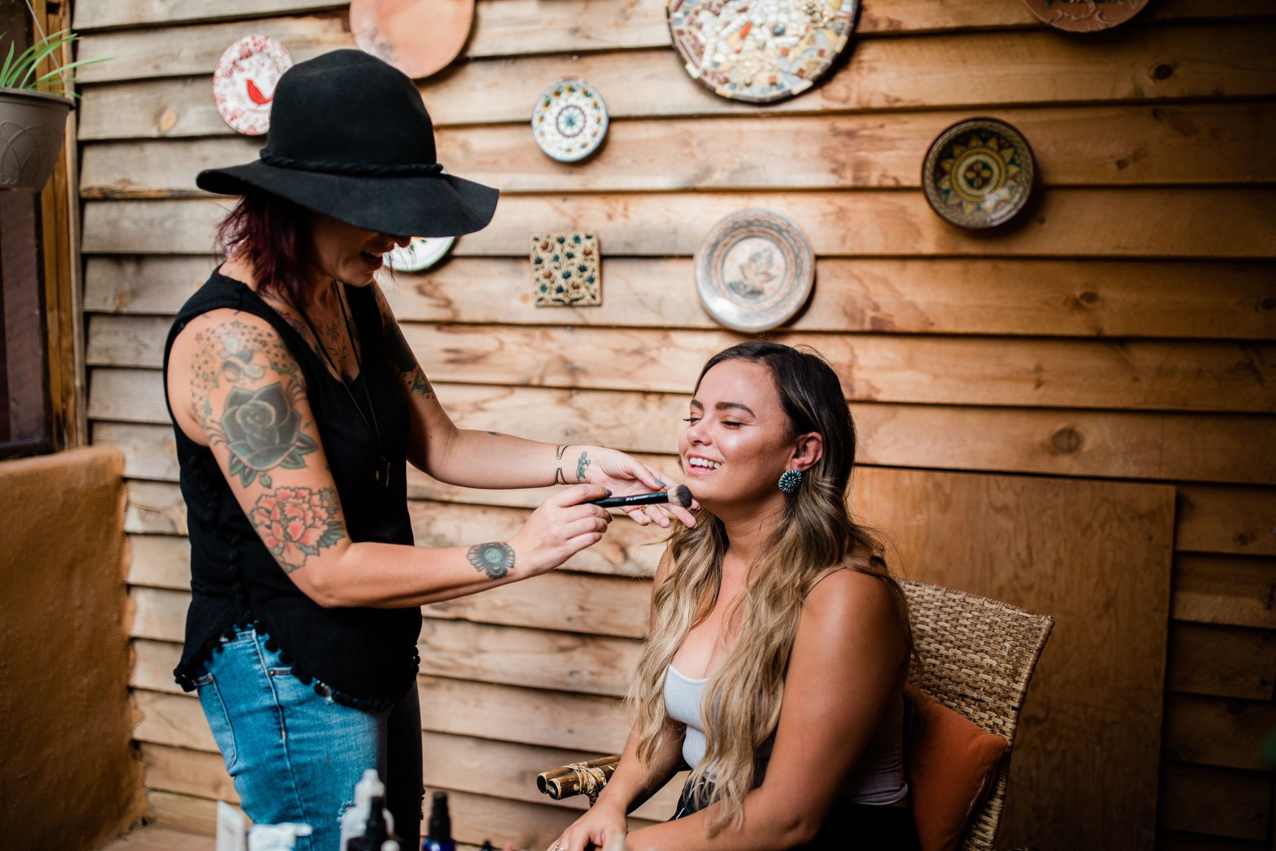 bride getting ready for New Mexico ranch elopement