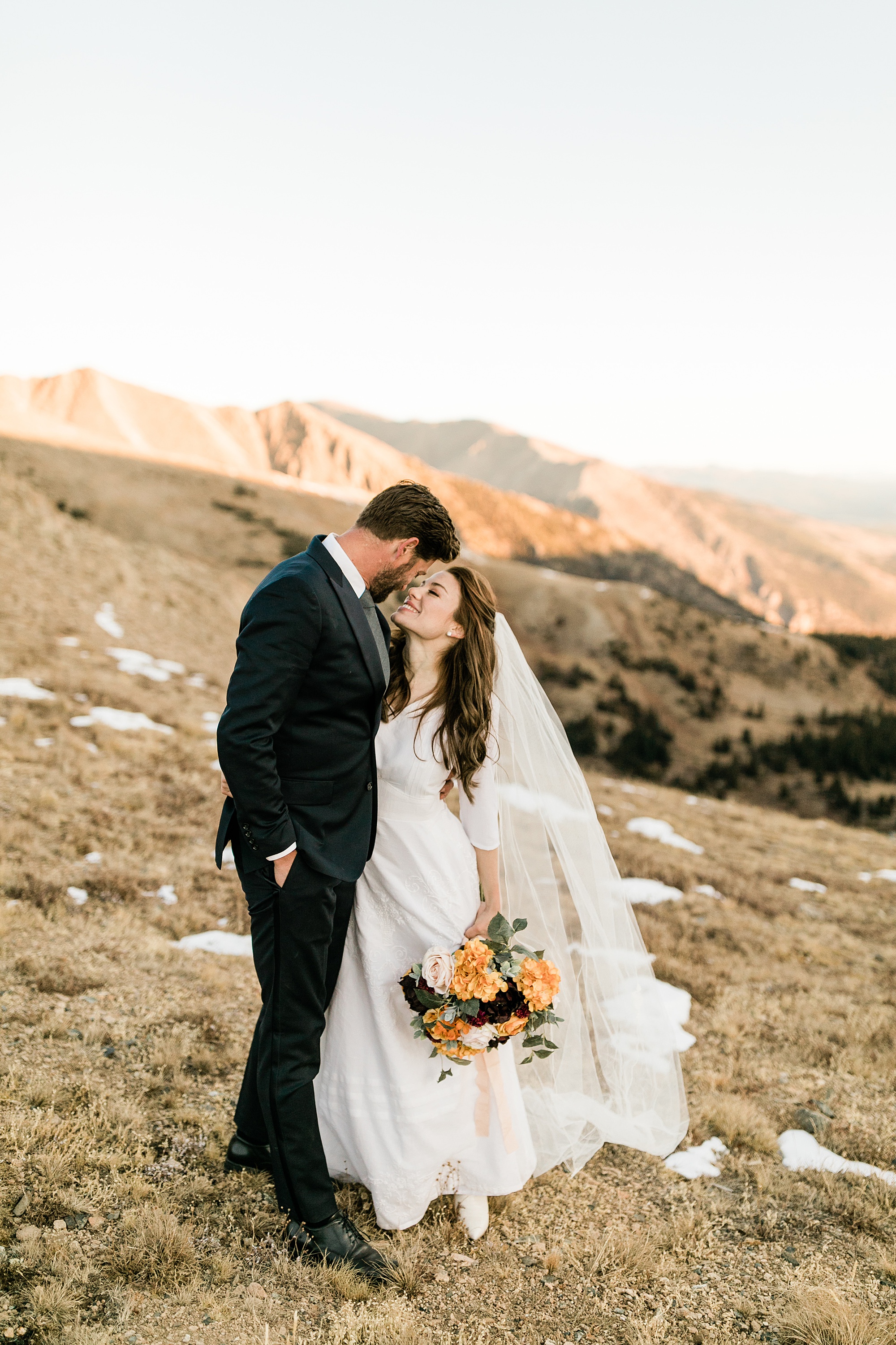 bride and groom eloping on hope pass