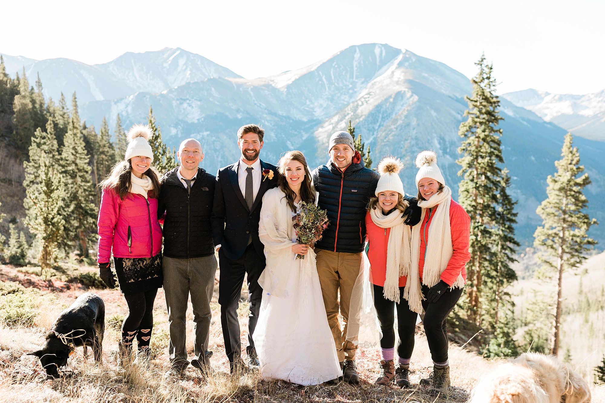 elopement group photo with guests