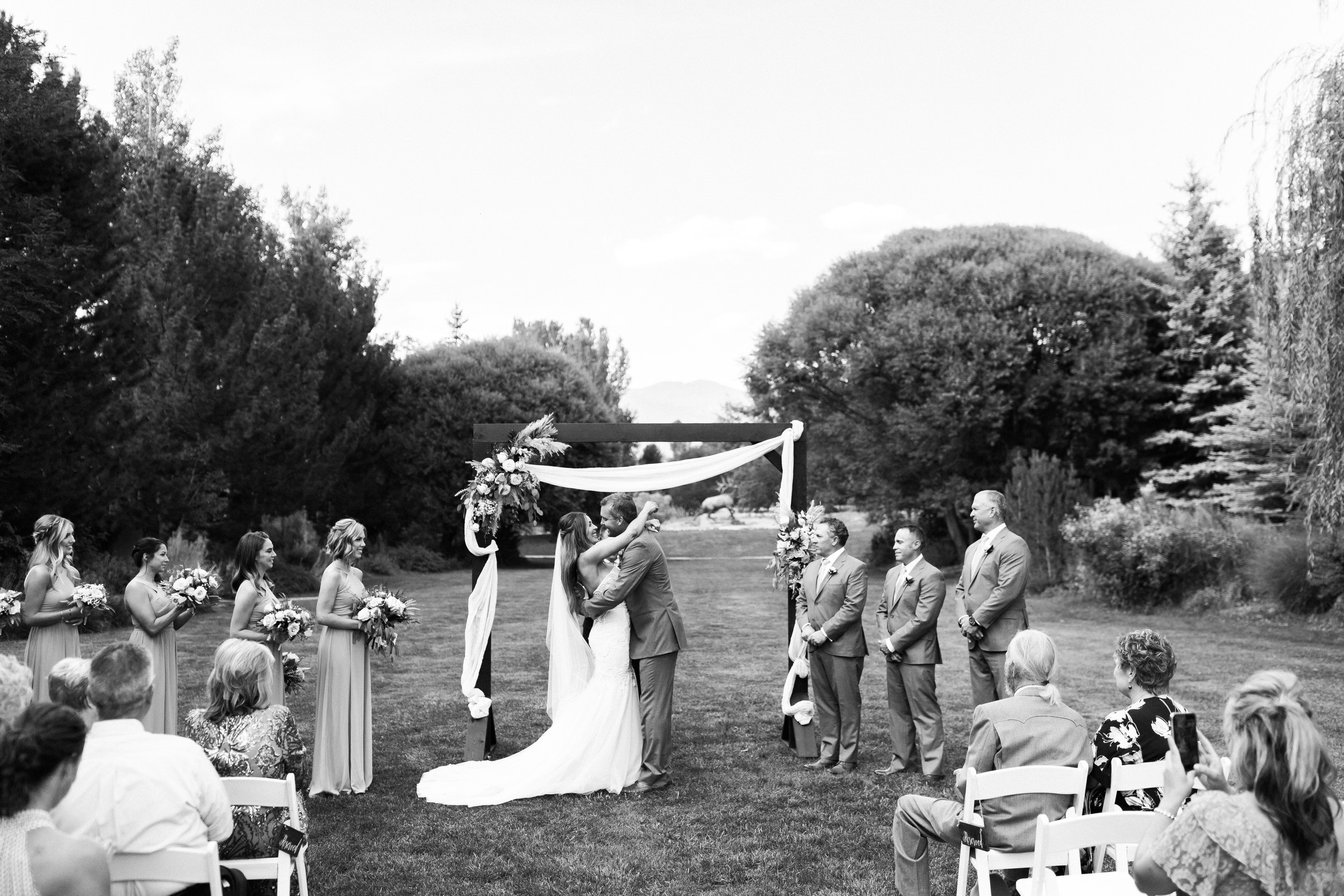 first kiss at end of wedding ceremony