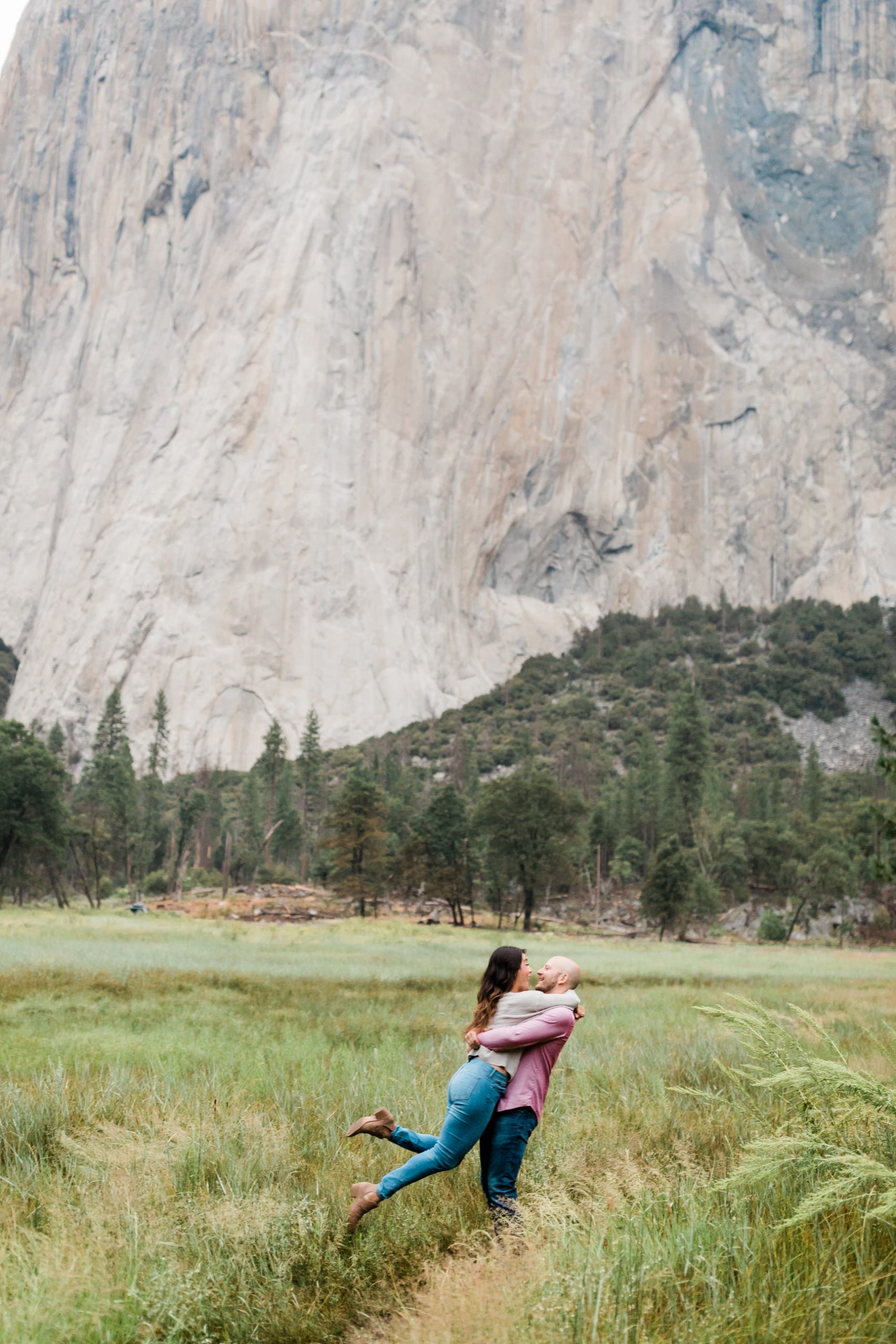 couple's adventure engagement session, Yosemite California