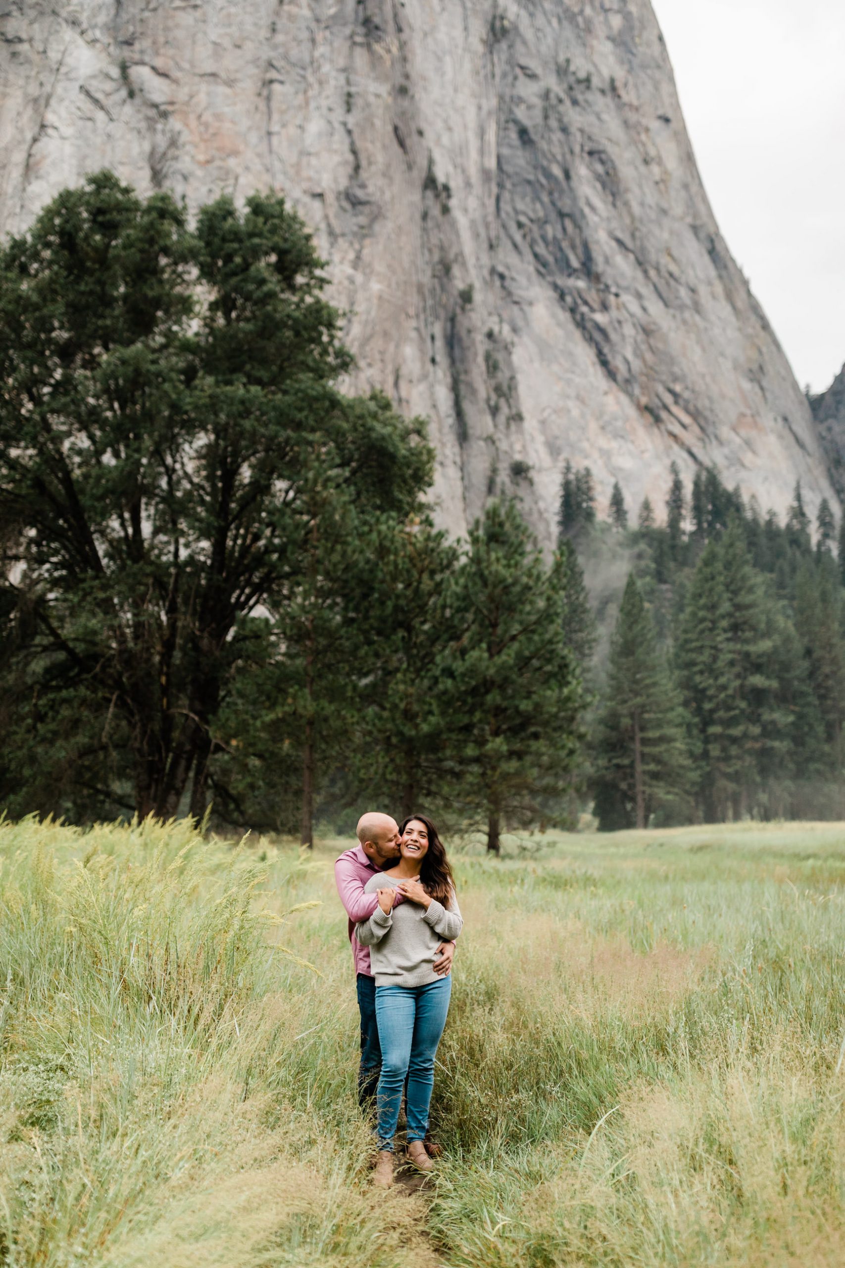 couple engagement portrait in Yosemite meadow