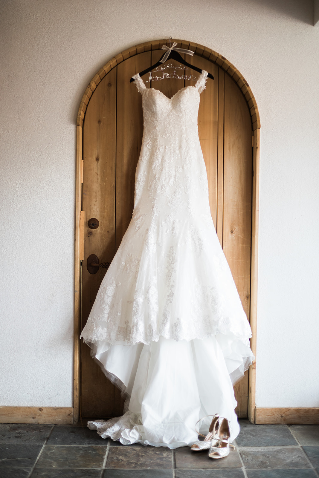 dress hanging on door at Silverpick Lodge