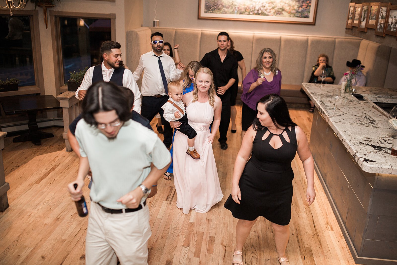 guests dancing at Durango wedding reception