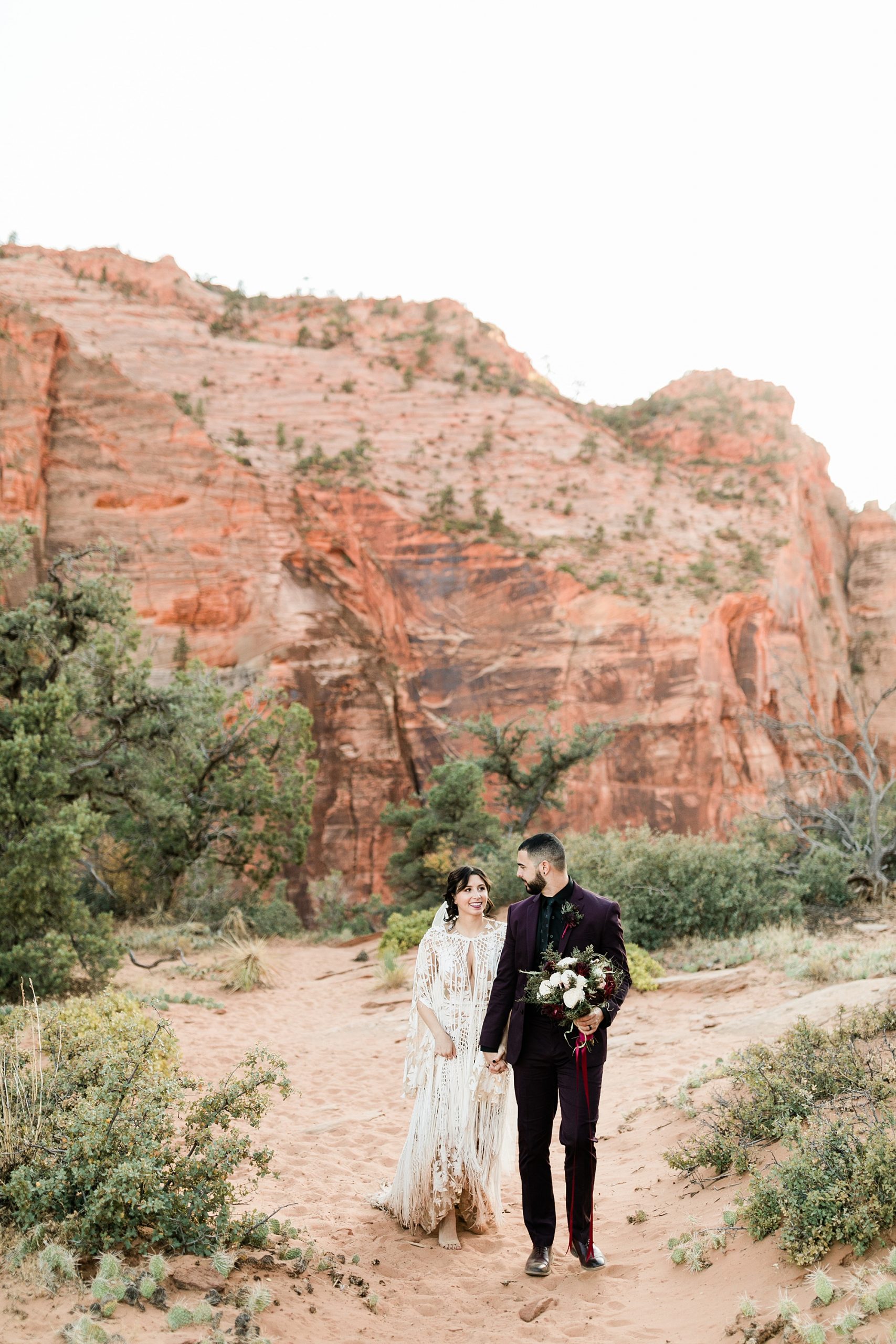 sunset elopement in zion national park