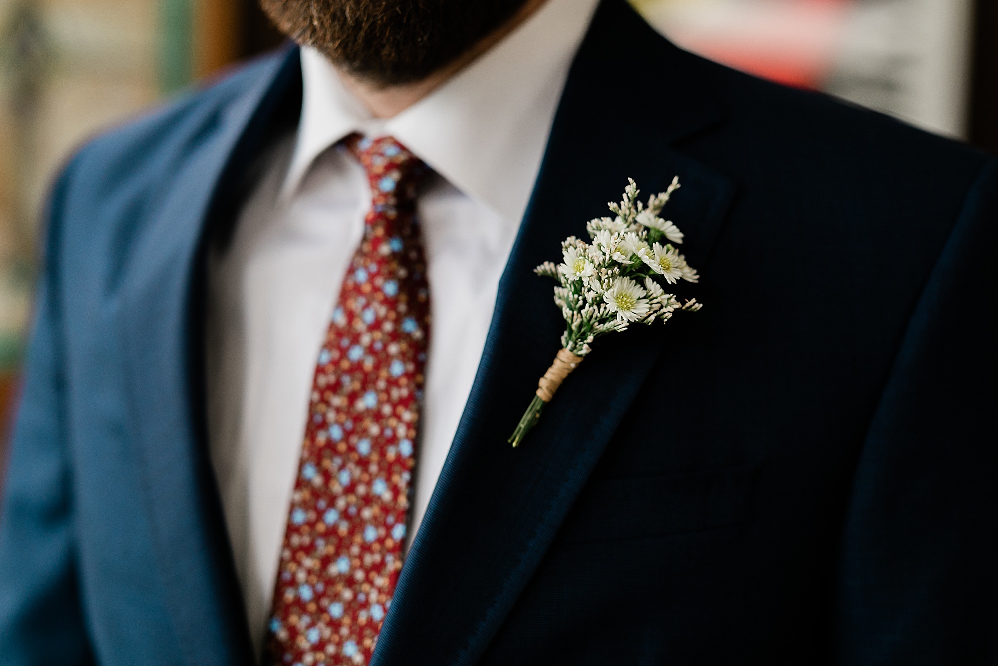 boutonniere and tie