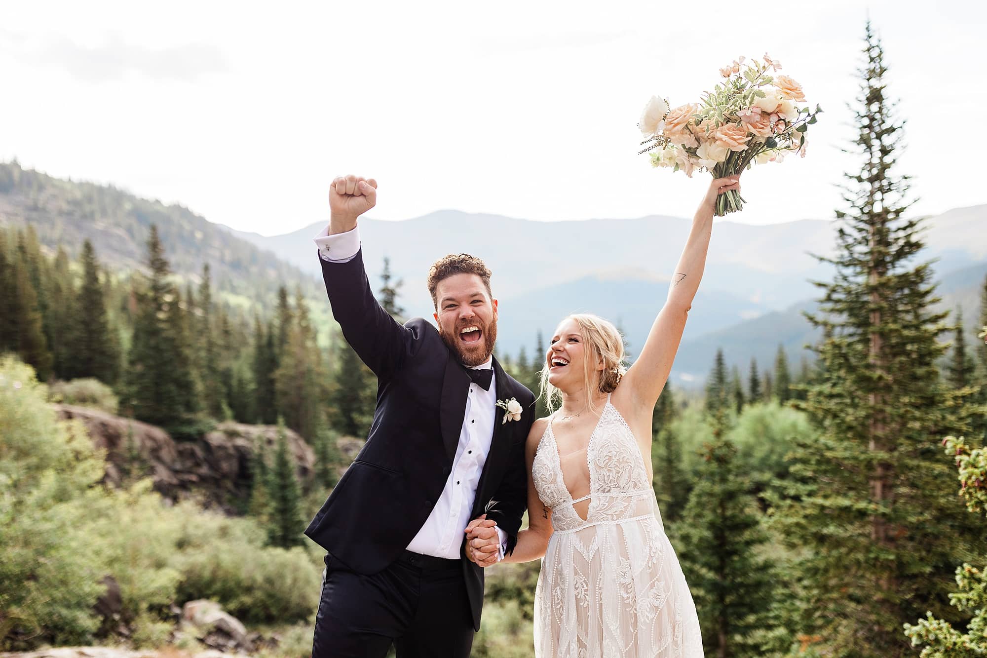 A couple celebrates their intimate wedding in Colorado